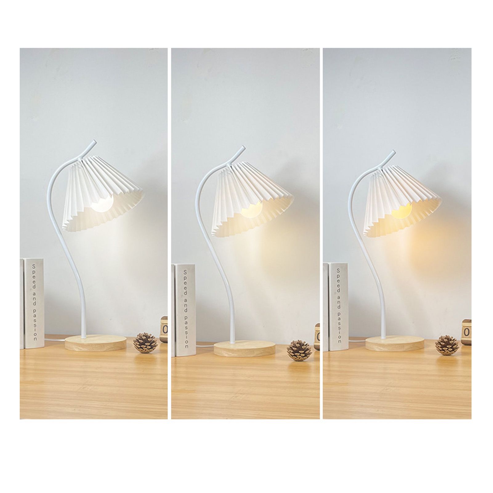 Table Lamp with Cloth Pleated Lampshade Metal Modern Nightstand Bedside Lamp view 9