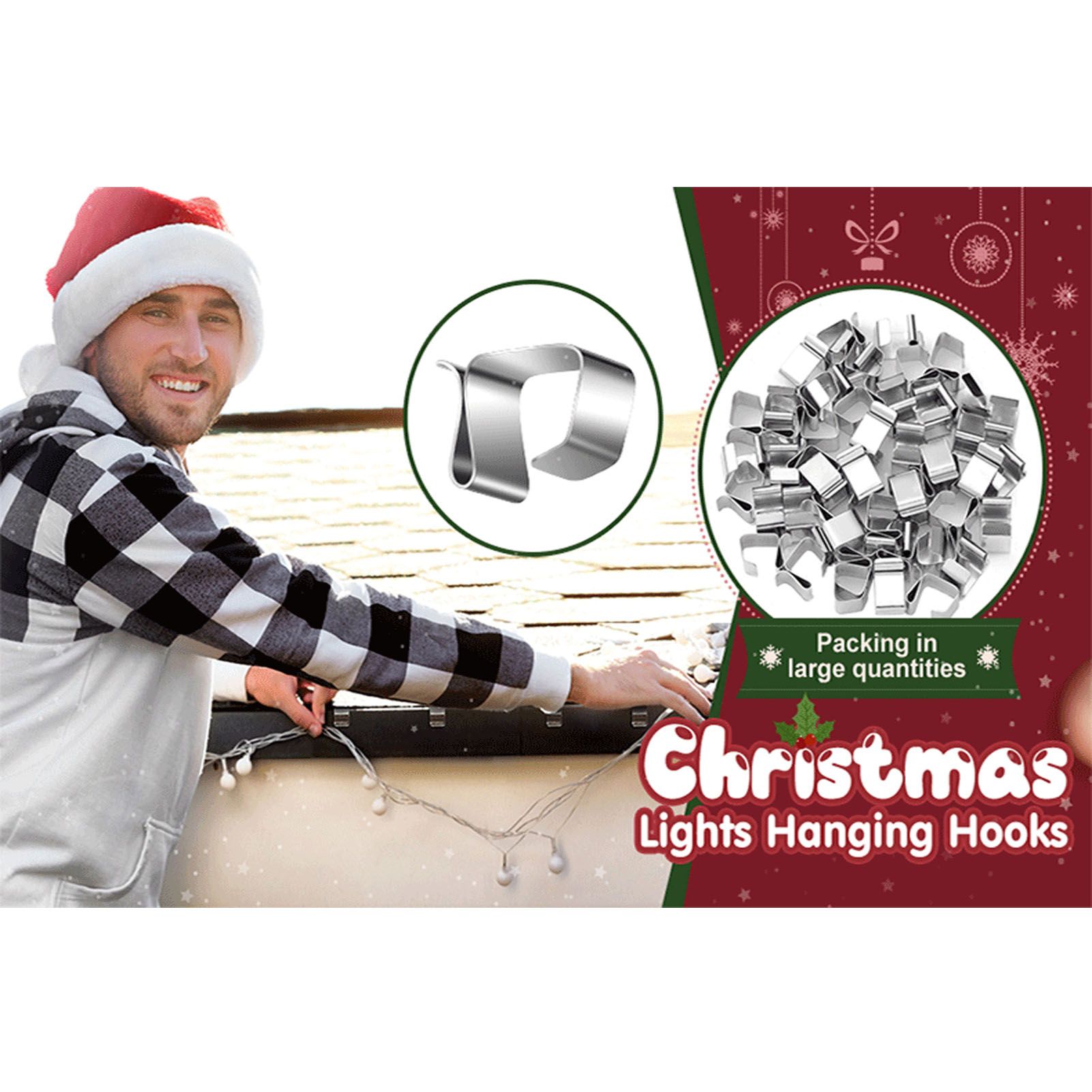 50Pcs Metal Christmas Lights Gutter Hooks Stainless Steel Christmas Lights view 13