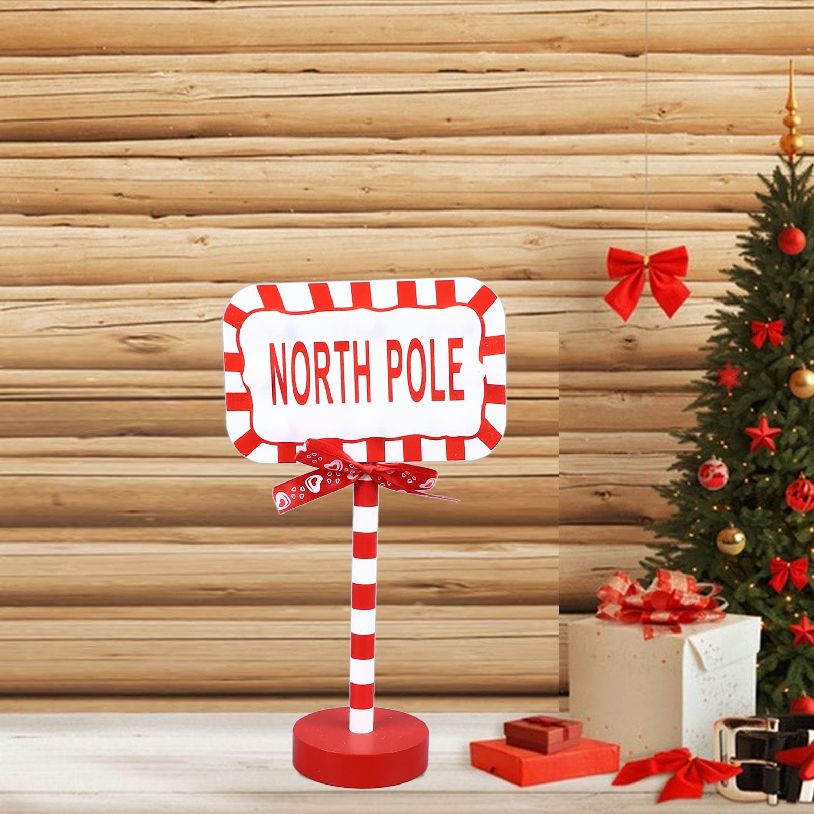 Christmas Stop Here Decor Metal Solid Wood LED Delicate Santa Stop Here Tree view 11