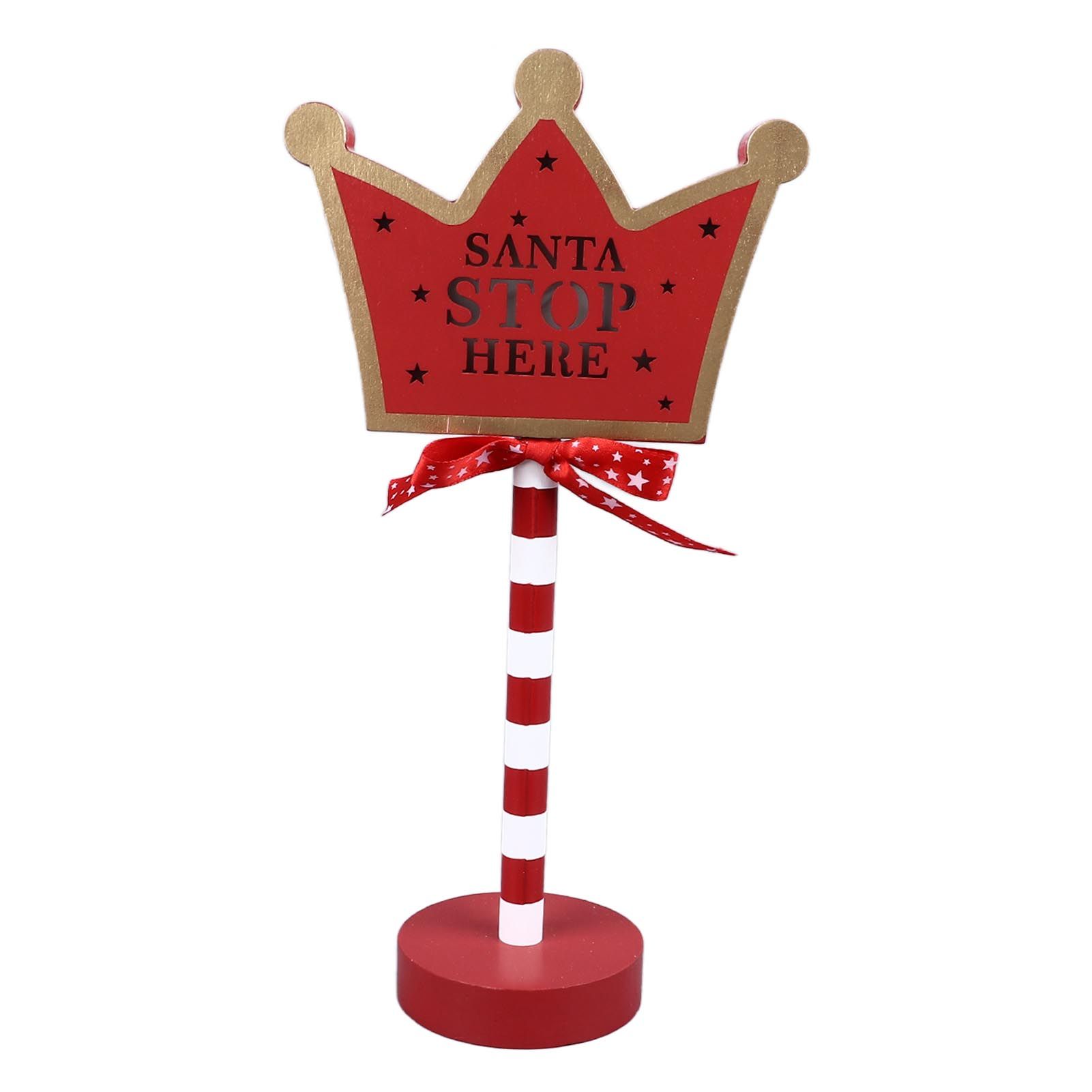 Christmas Stop Here Decor Metal Solid Wood LED Delicate Santa Stop Here Tree