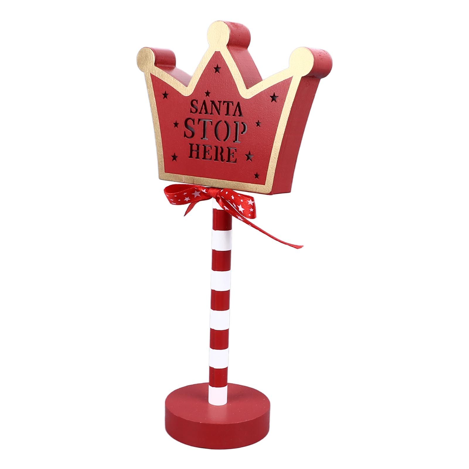 Christmas Stop Here Decor Metal Solid Wood LED Delicate Santa Stop Here Tree view 2