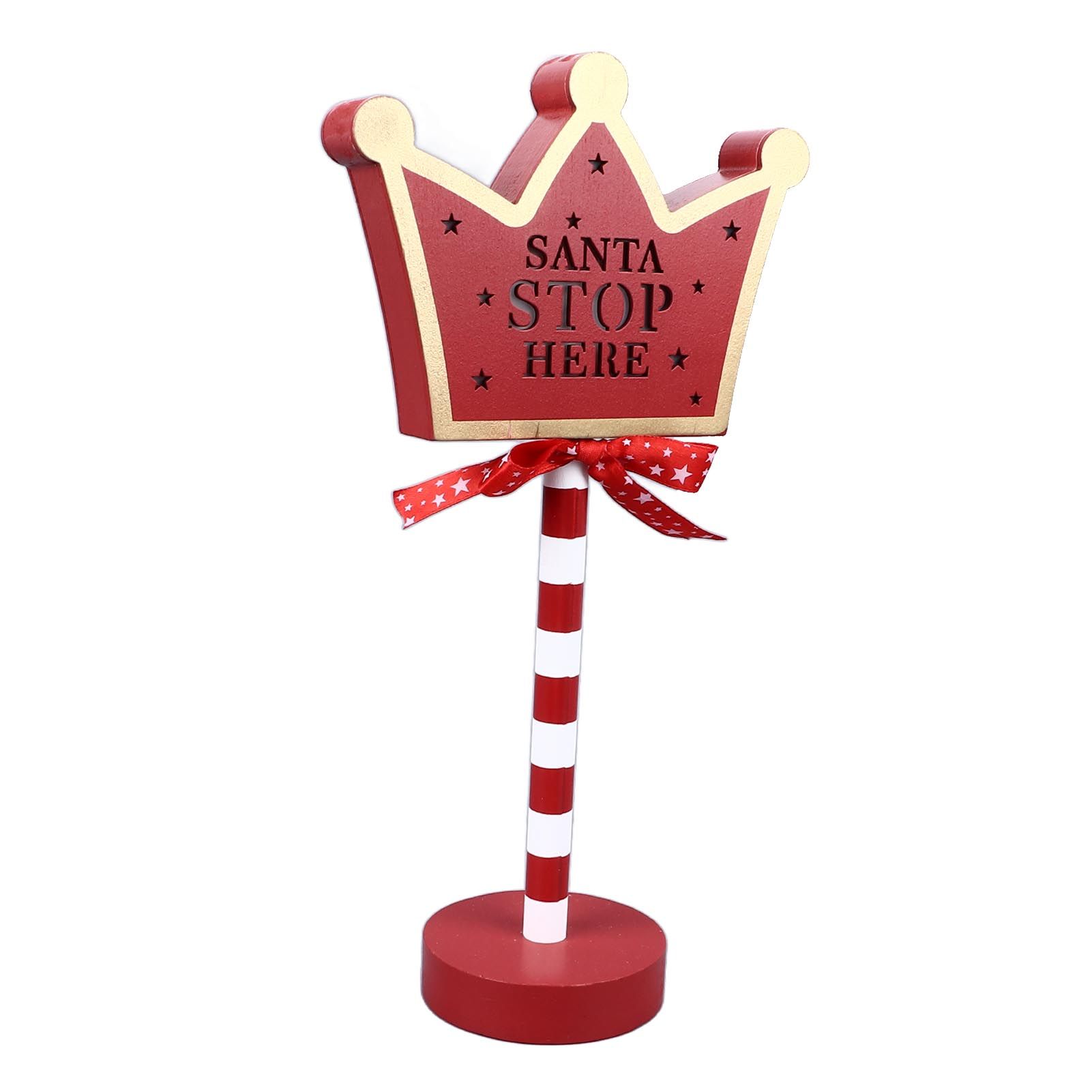 Christmas Stop Here Decor Metal Solid Wood LED Delicate Santa Stop Here Tree view 3