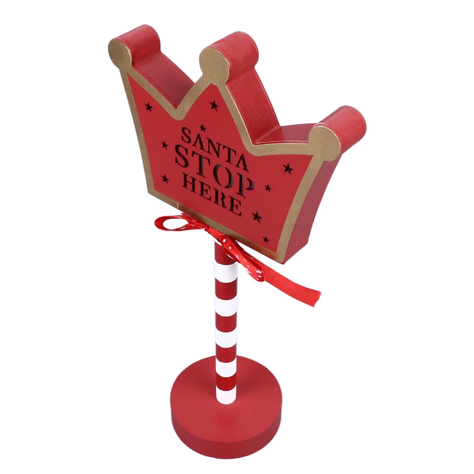 Christmas Stop Here Decor Metal Solid Wood LED Delicate Santa Stop Here Tree view 4