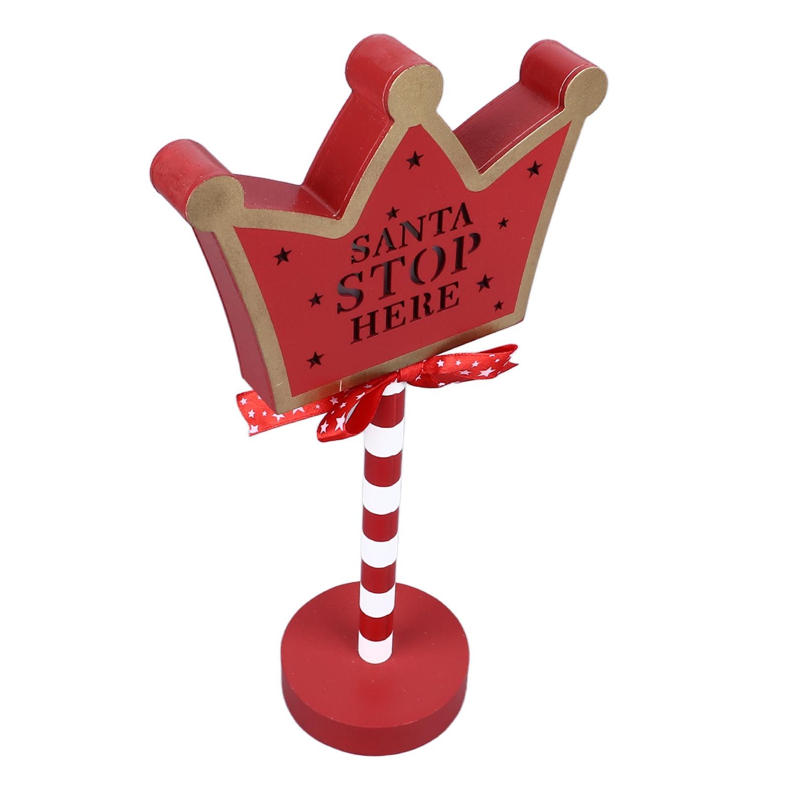 Christmas Stop Here Decor Metal Solid Wood LED Delicate Santa Stop Here Tree view 5
