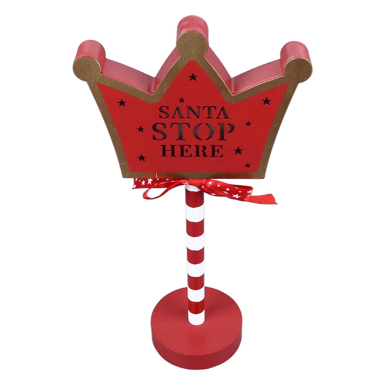 Christmas Stop Here Decor Metal Solid Wood LED Delicate Santa Stop Here Tree view 6