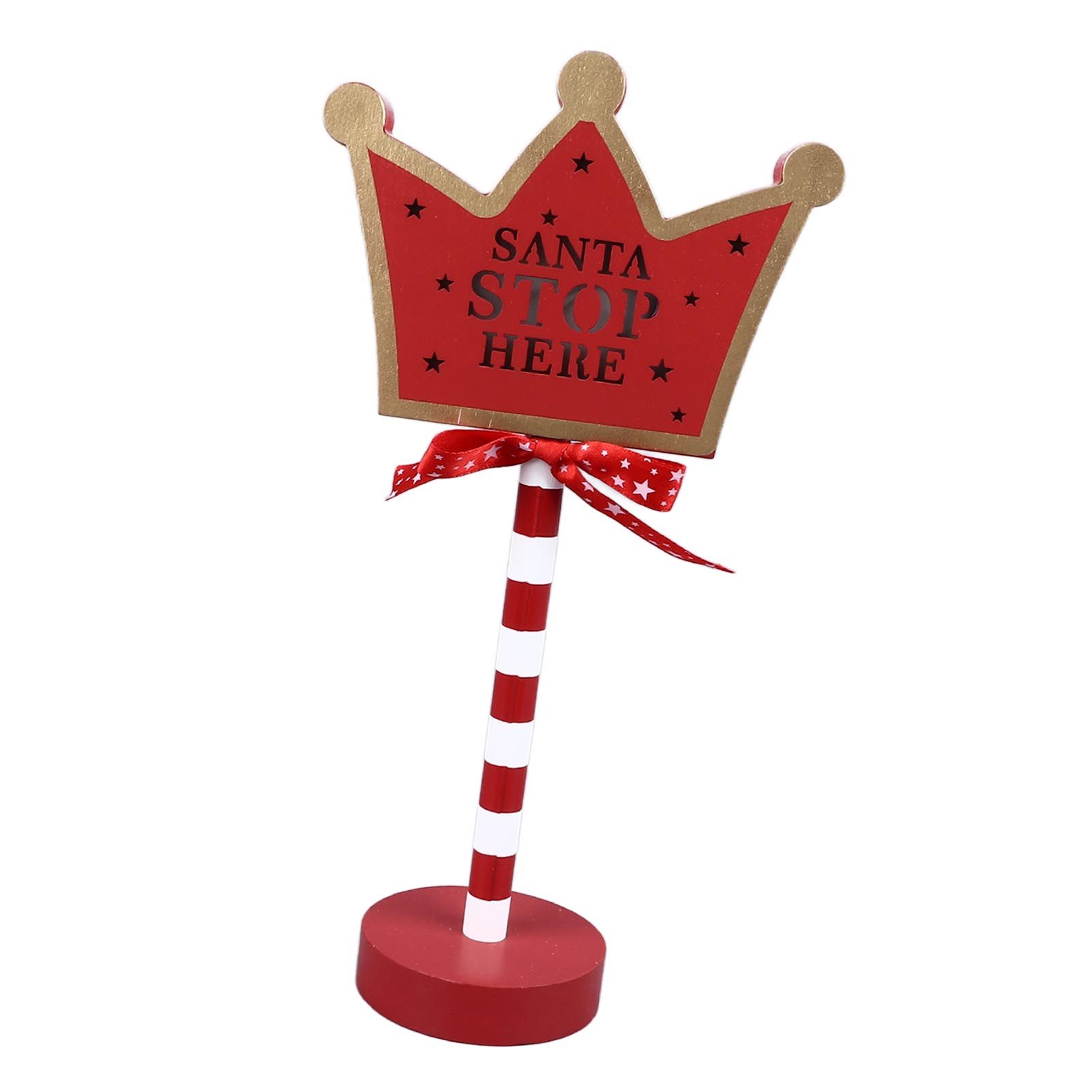 Christmas Stop Here Decor Metal Solid Wood LED Delicate Santa Stop Here Tree view 9