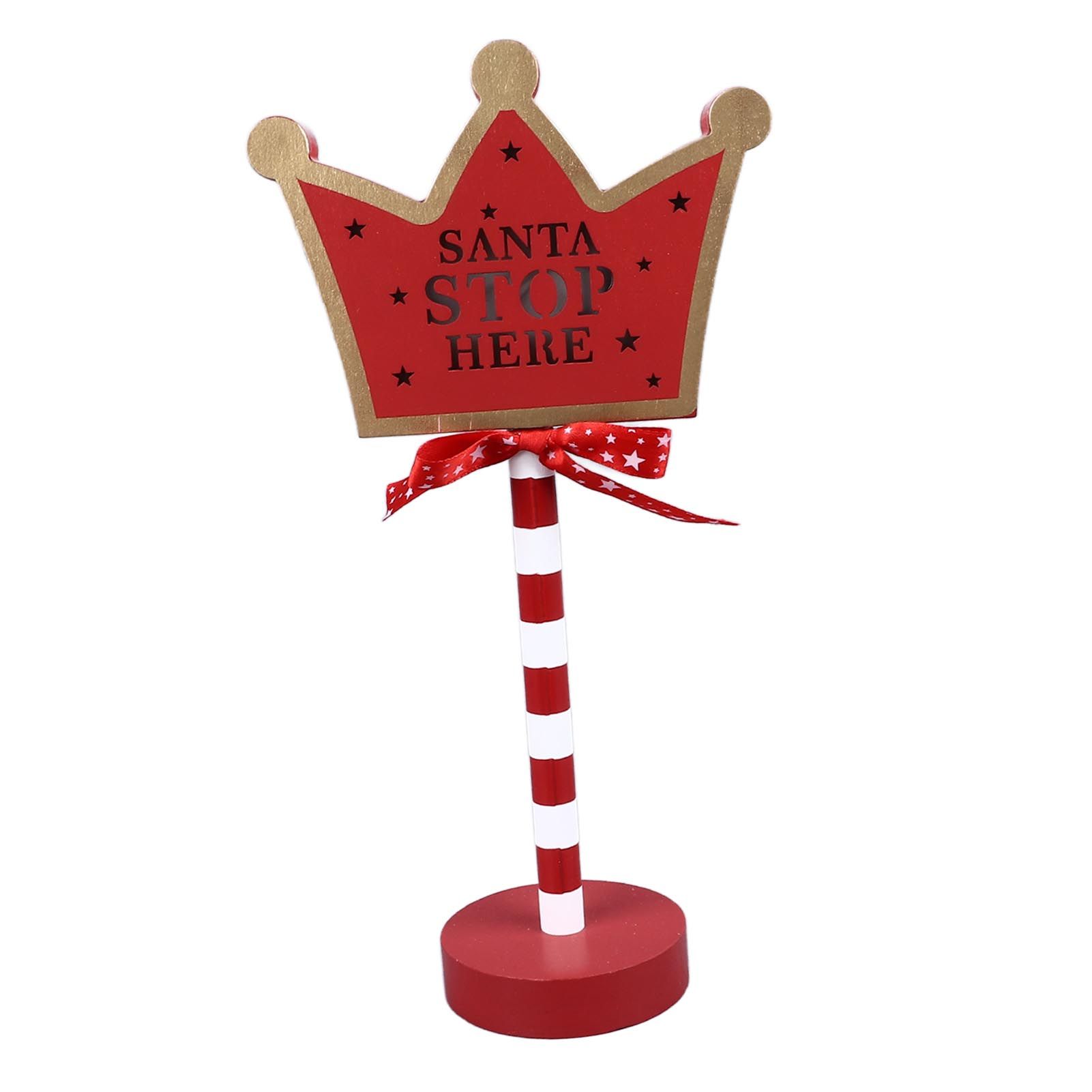 Christmas Stop Here Decor Metal Solid Wood LED Delicate Santa Stop Here Tree view 10