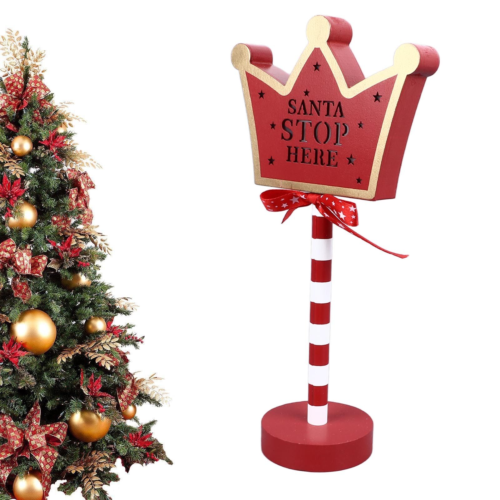 Christmas Stop Here Decor Metal Solid Wood LED Delicate Santa Stop Here Tree view 13