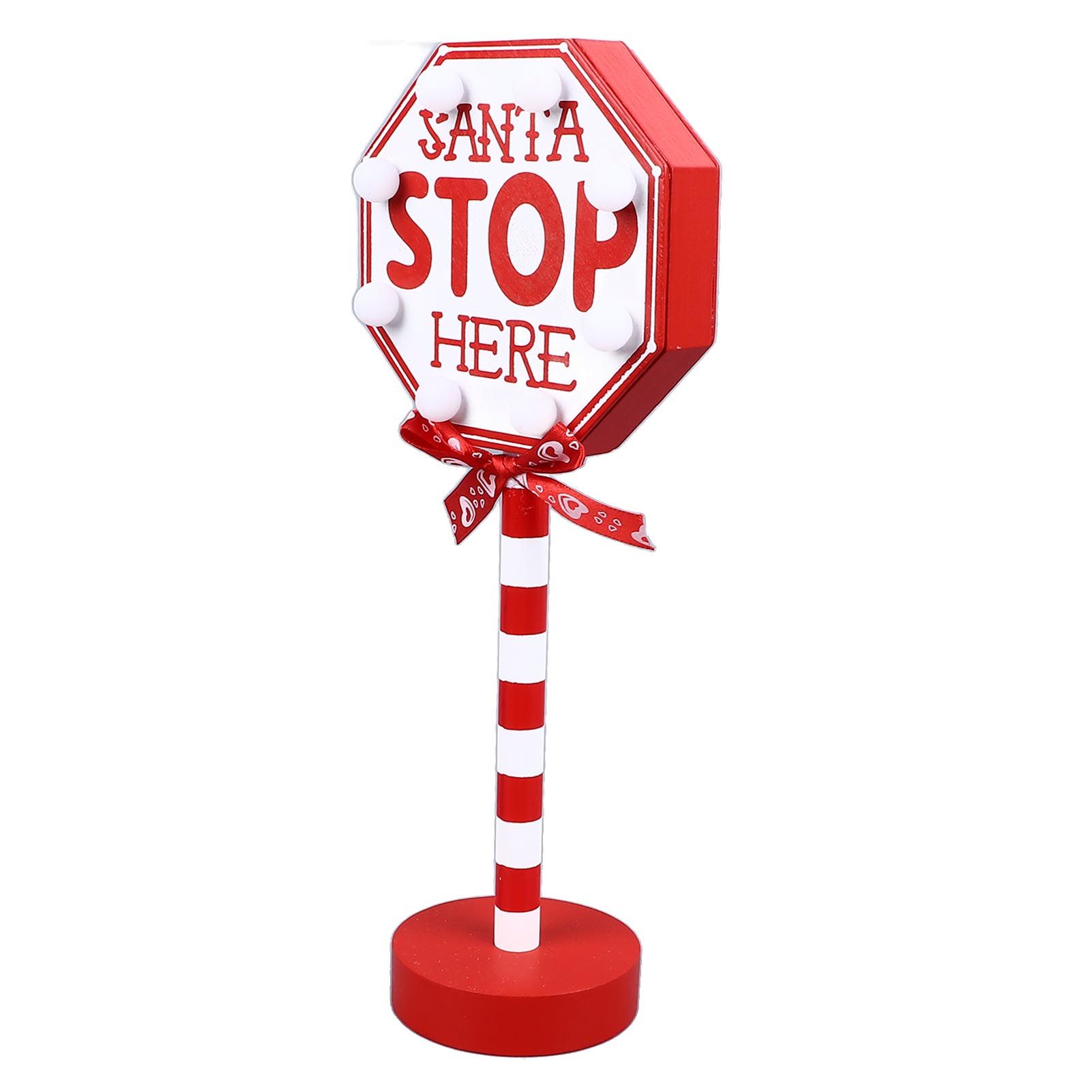 Christmas Stop Here Decor Metal Solid Wood LED Delicate Santa Stop Here Tree view 2