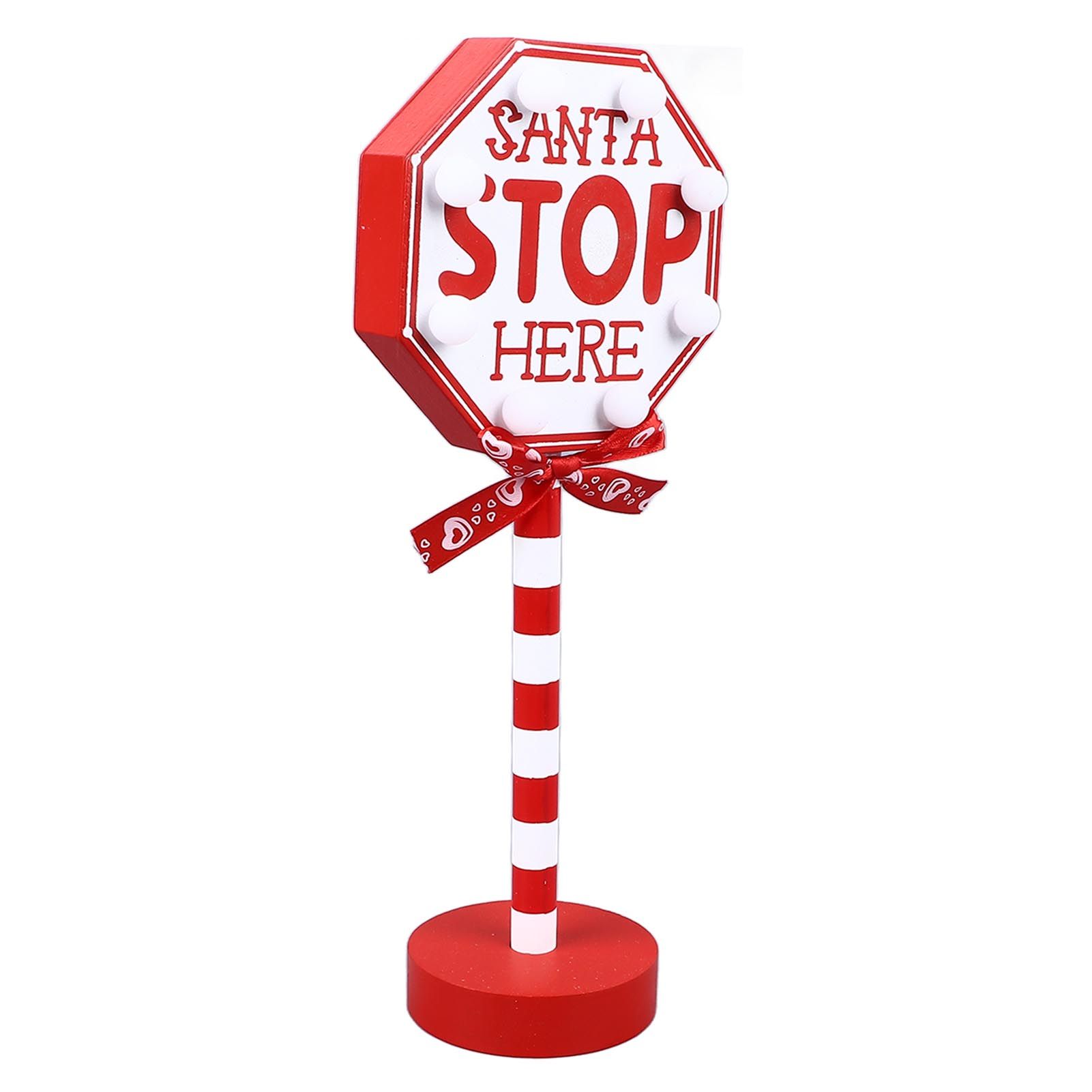 Christmas Stop Here Decor Metal Solid Wood LED Delicate Santa Stop Here Tree view 3