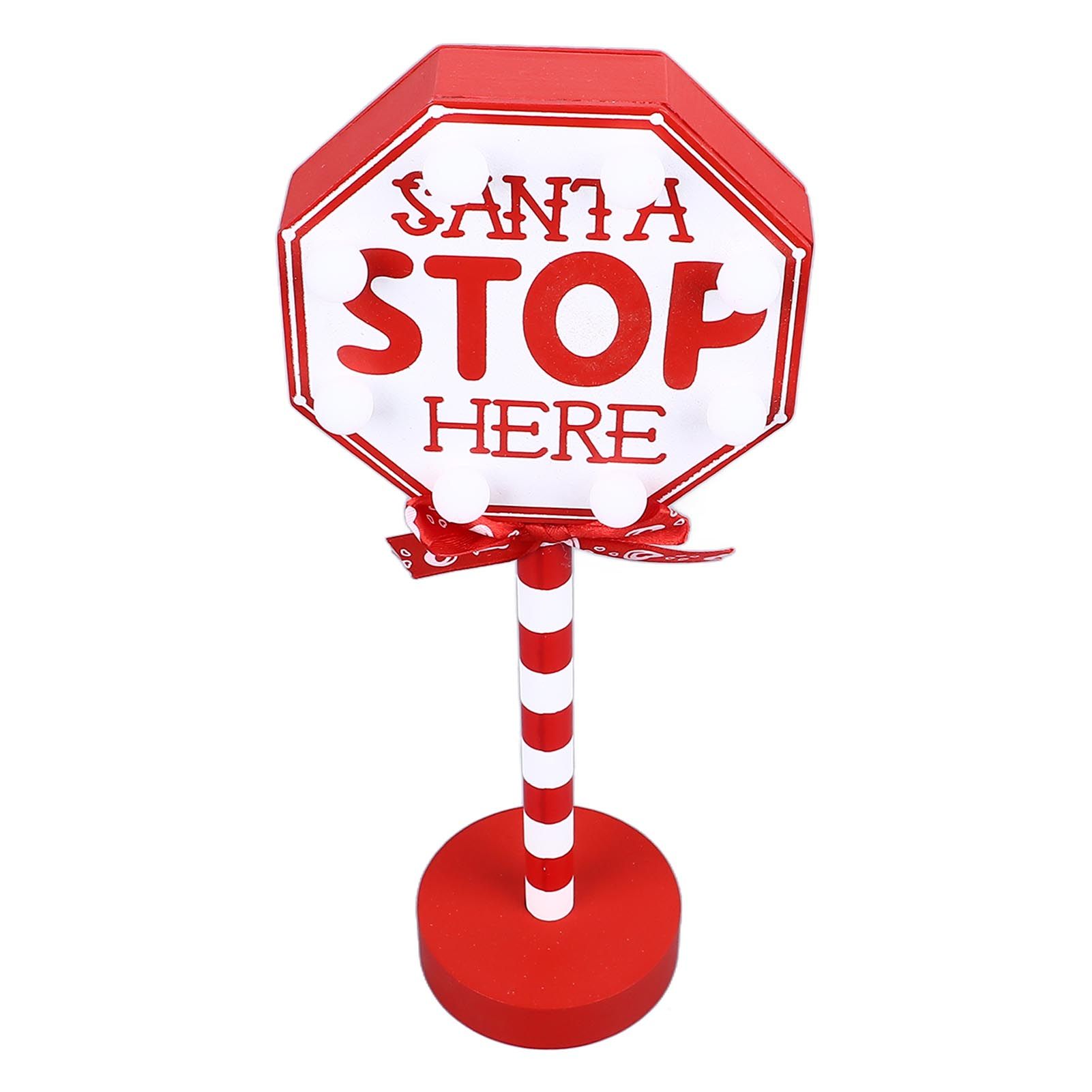 Christmas Stop Here Decor Metal Solid Wood LED Delicate Santa Stop Here Tree view 4