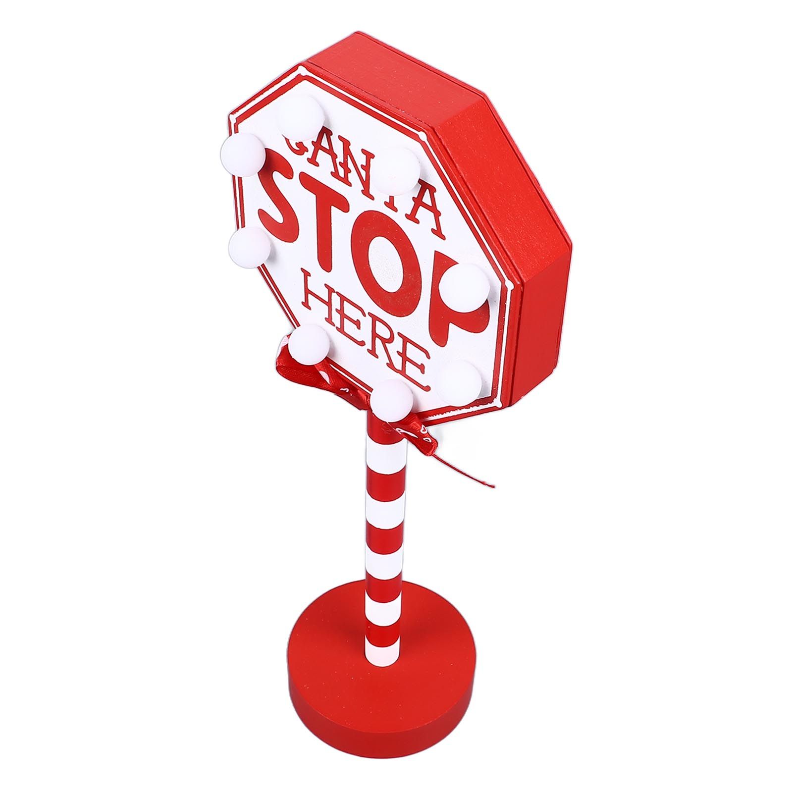 Christmas Stop Here Decor Metal Solid Wood LED Delicate Santa Stop Here Tree view 5
