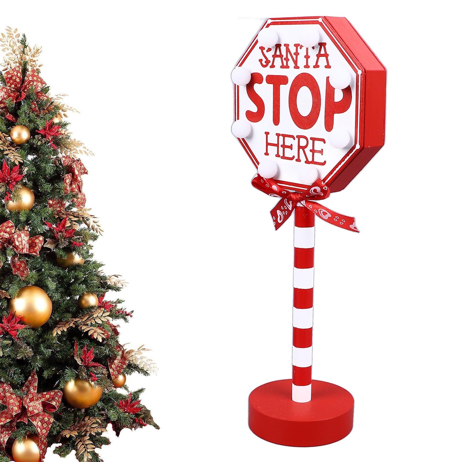 Christmas Stop Here Decor Metal Solid Wood LED Delicate Santa Stop Here Tree view 13