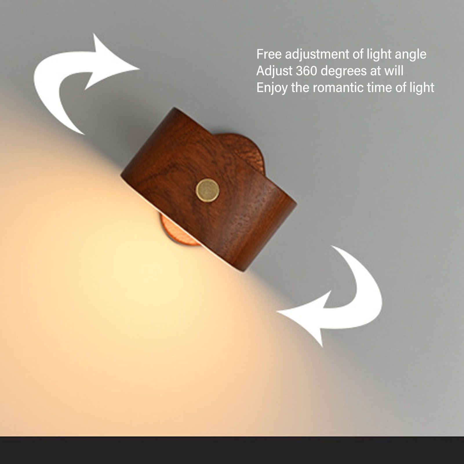 Wooden Magnetic Wall Lamp Portable Bedside Square Night Light Dimmable Wall view 12
