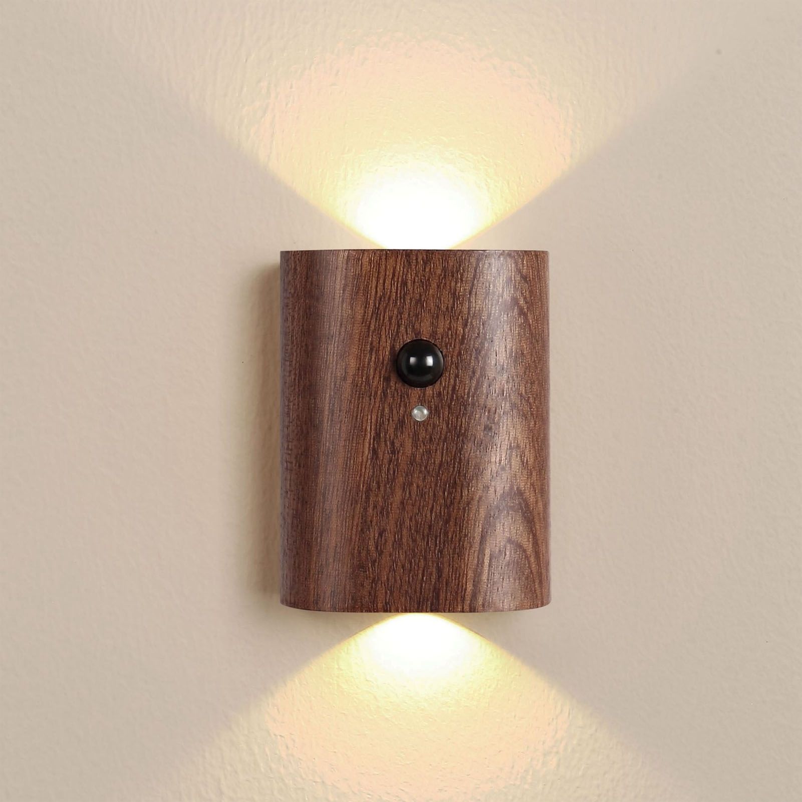 2Pcs Hallway Night Light Intelligent Linkage Wooden Motion Sensor Stairway view 13