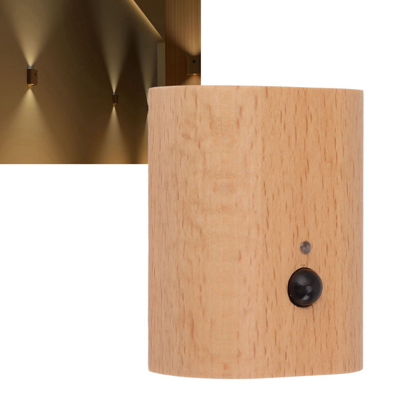Step Light Wall Sconce Beech Wood Motion Dusk to Dawn Sensor Magnet 2 Side view 11