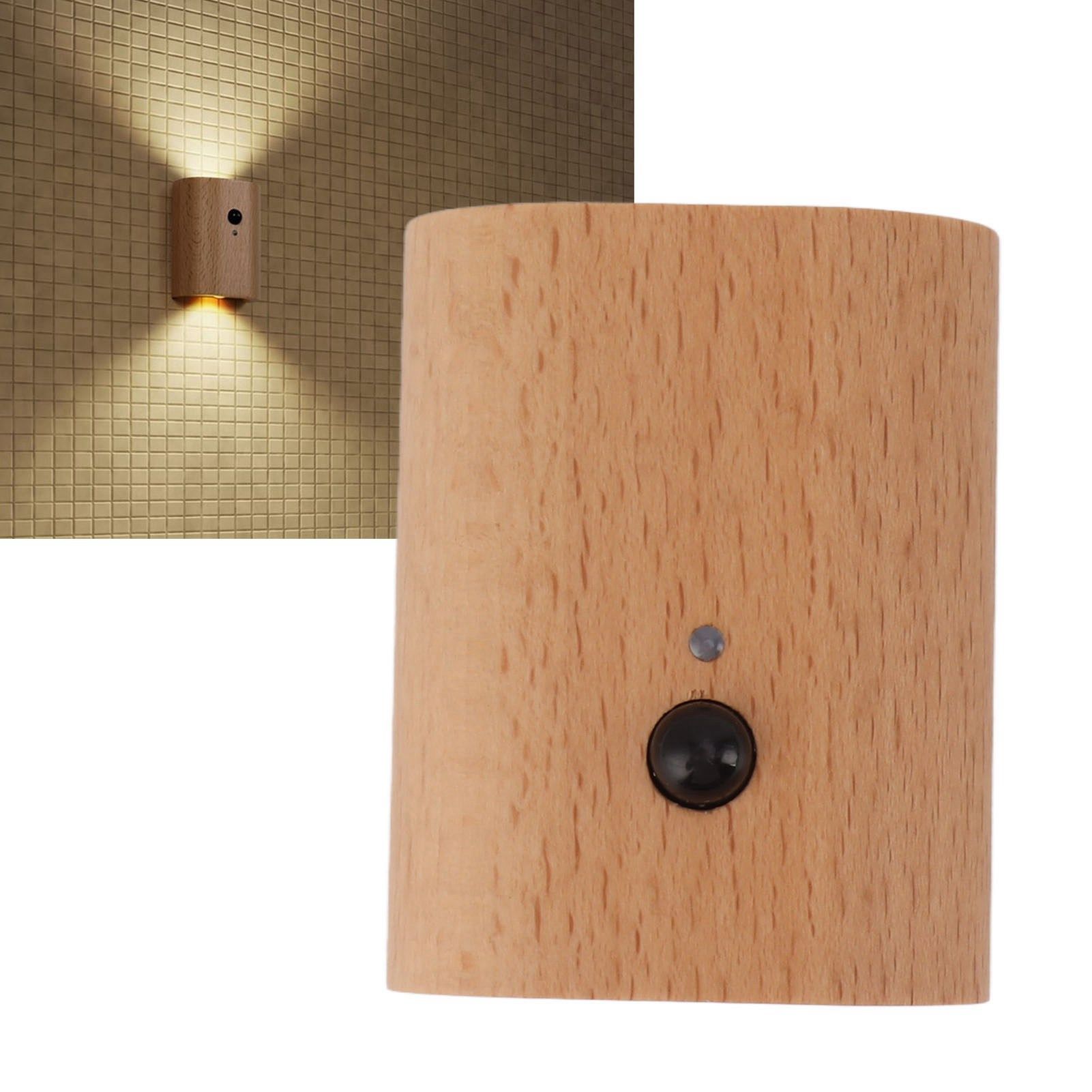 Step Light Wall Sconce Beech Wood Motion Dusk to Dawn Sensor Magnet 2 Side view 12