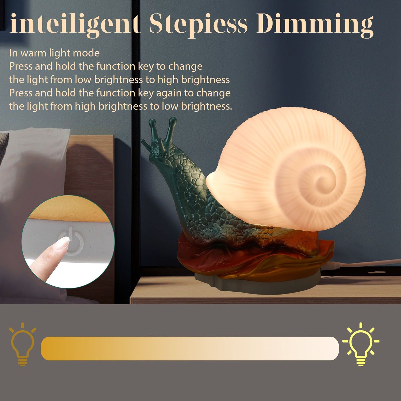 Snail Night Lamp Decorative USB Powered Color Adjustable Cute Snail Night view 15