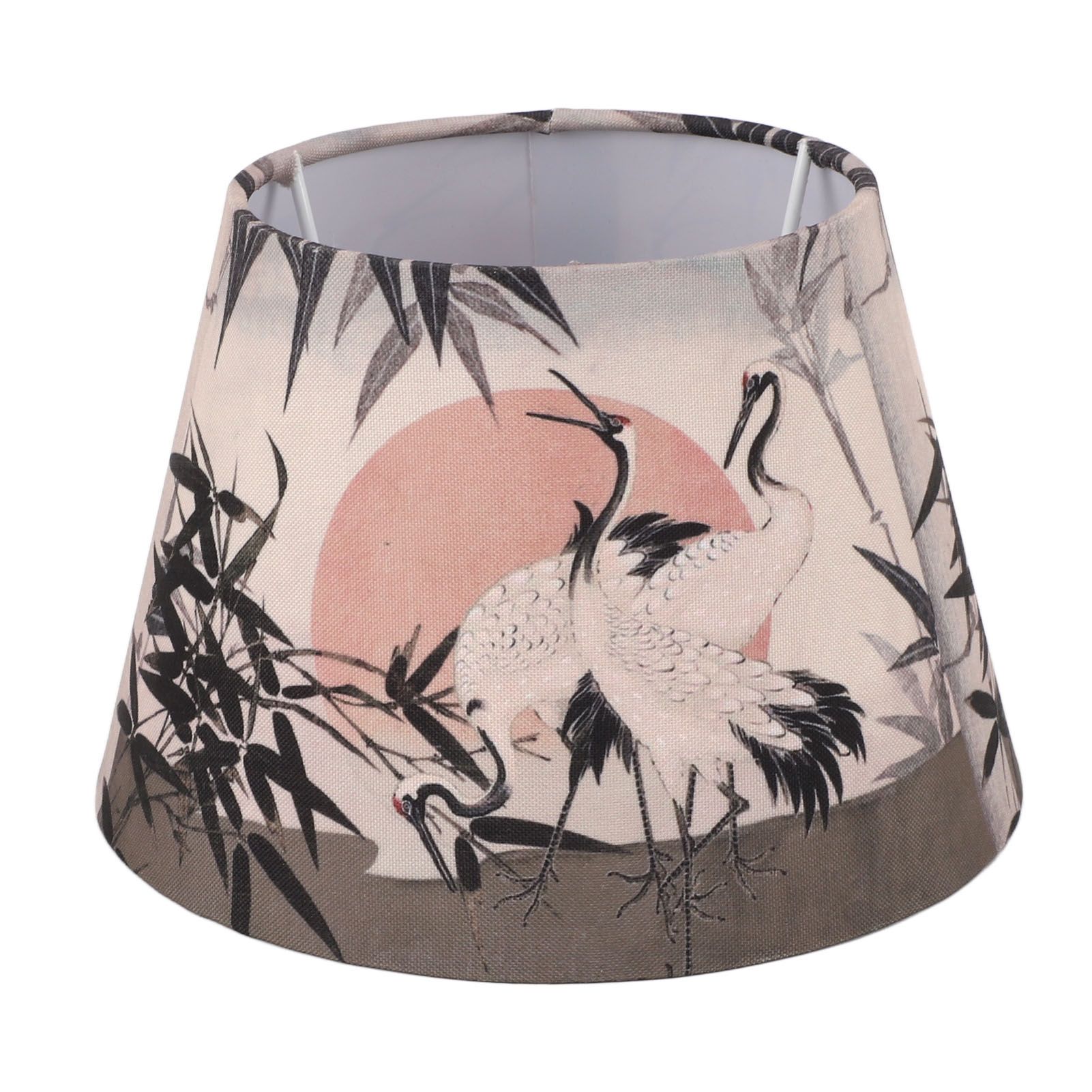 Chinese Style Lamp Shade Cloth E27 E14 Red Crowned Crane Decorative Drum Lamp