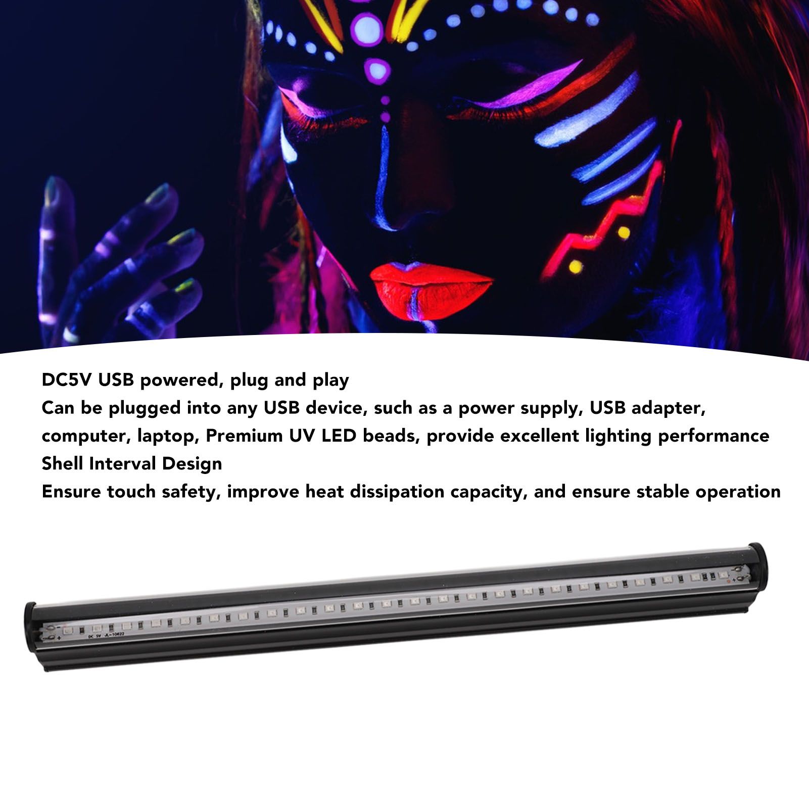LED UV Black Light Tube UVA 380 To 400nm 29cm Length 5V USB Powered LED view 14
