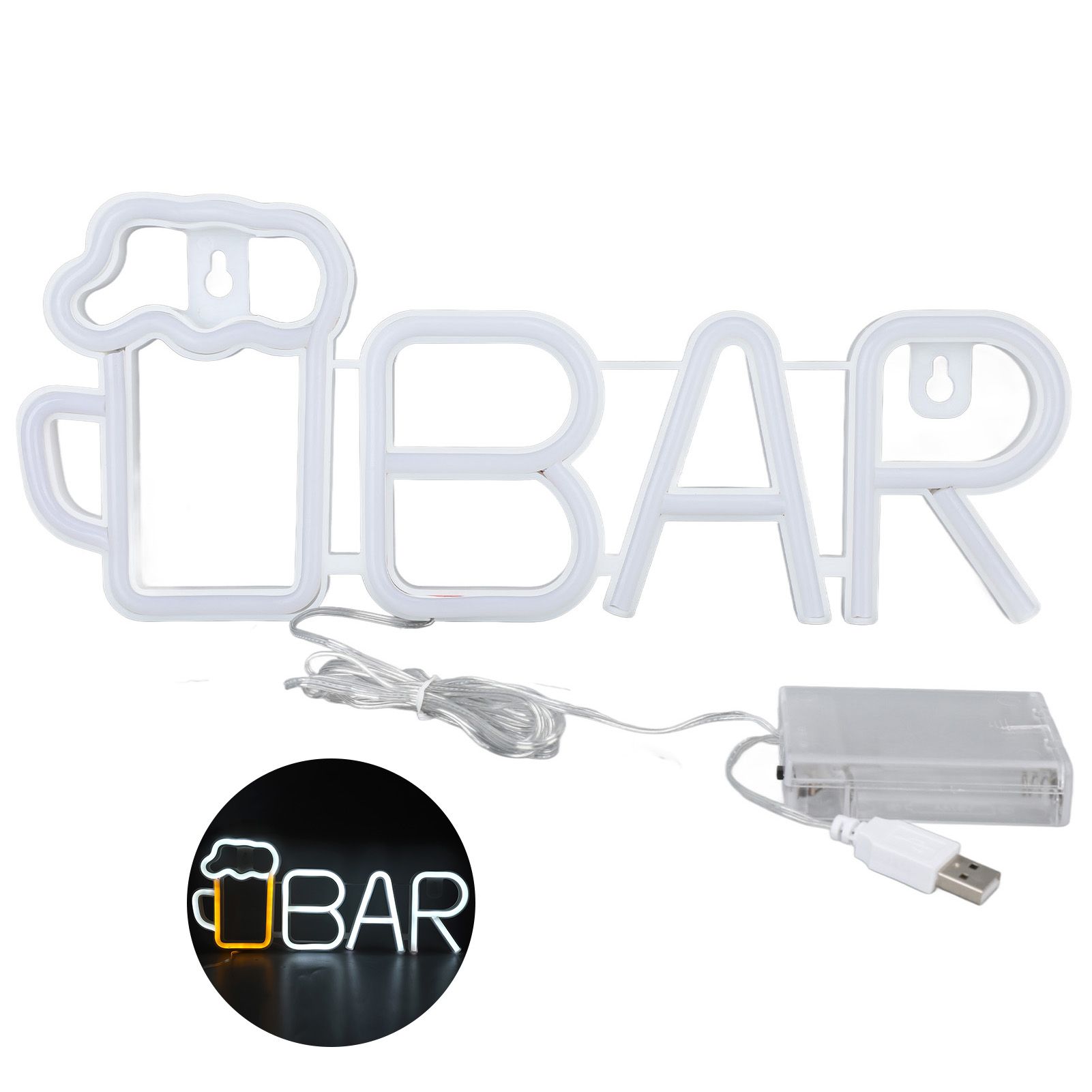 LED Neon Sign BAR Shape Design USB Or Battery Powered High Safety Widely Used