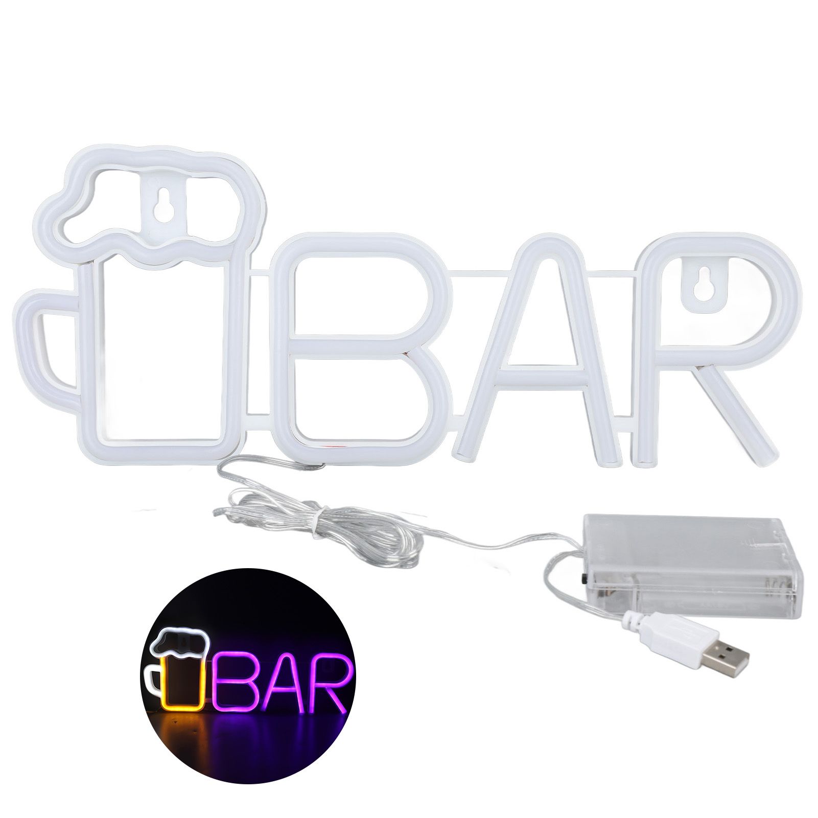 LED Neon Sign BAR Shape Design USB Or Battery Powered High Safety Widely Used