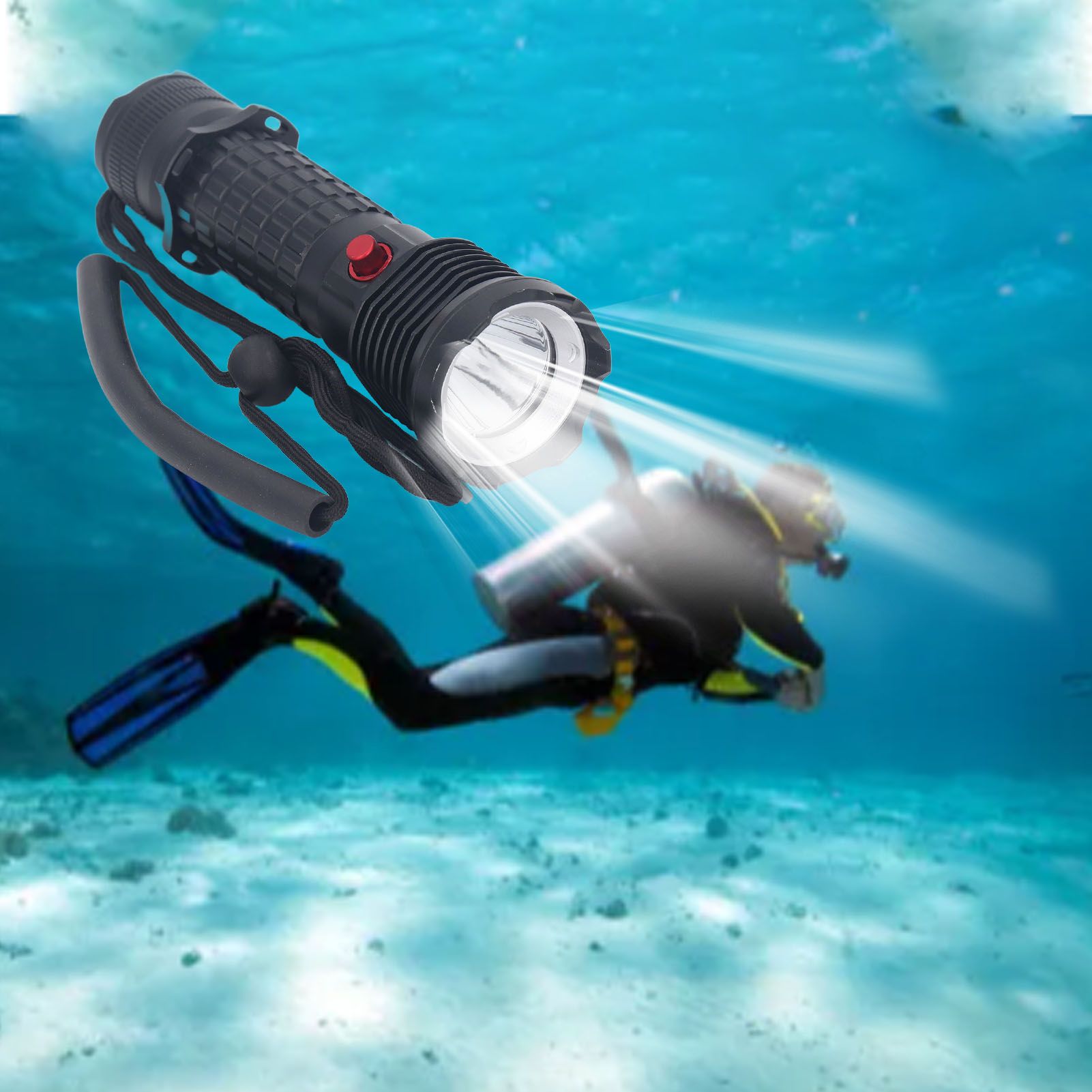 Diving Flashlight LED White Light Underwater Dive Torch IPX8 Waterproof view 12