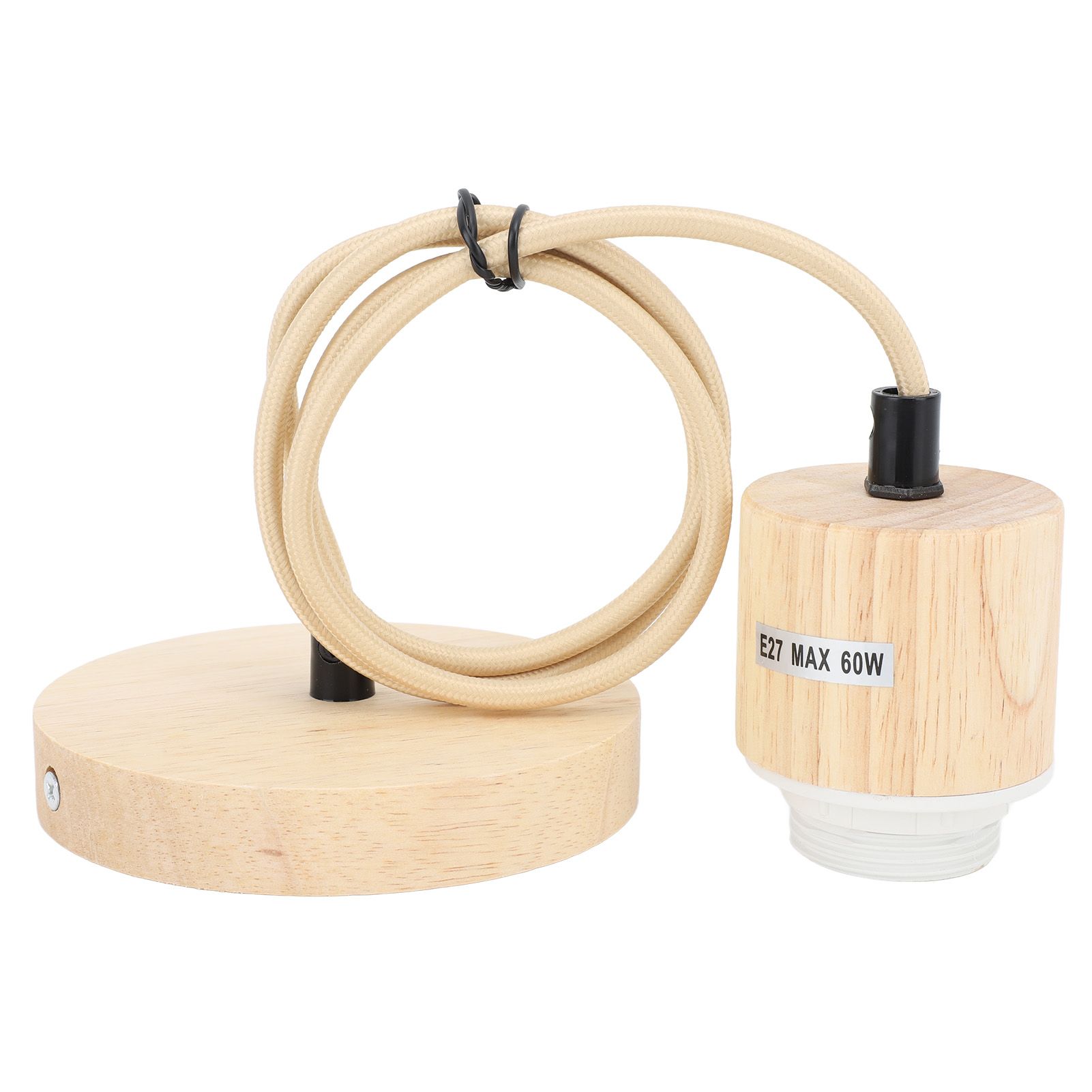 E27 Wooden Pendant Light Bulb Holder Vintage Lighting Accessory Wooden Ceiling view 2