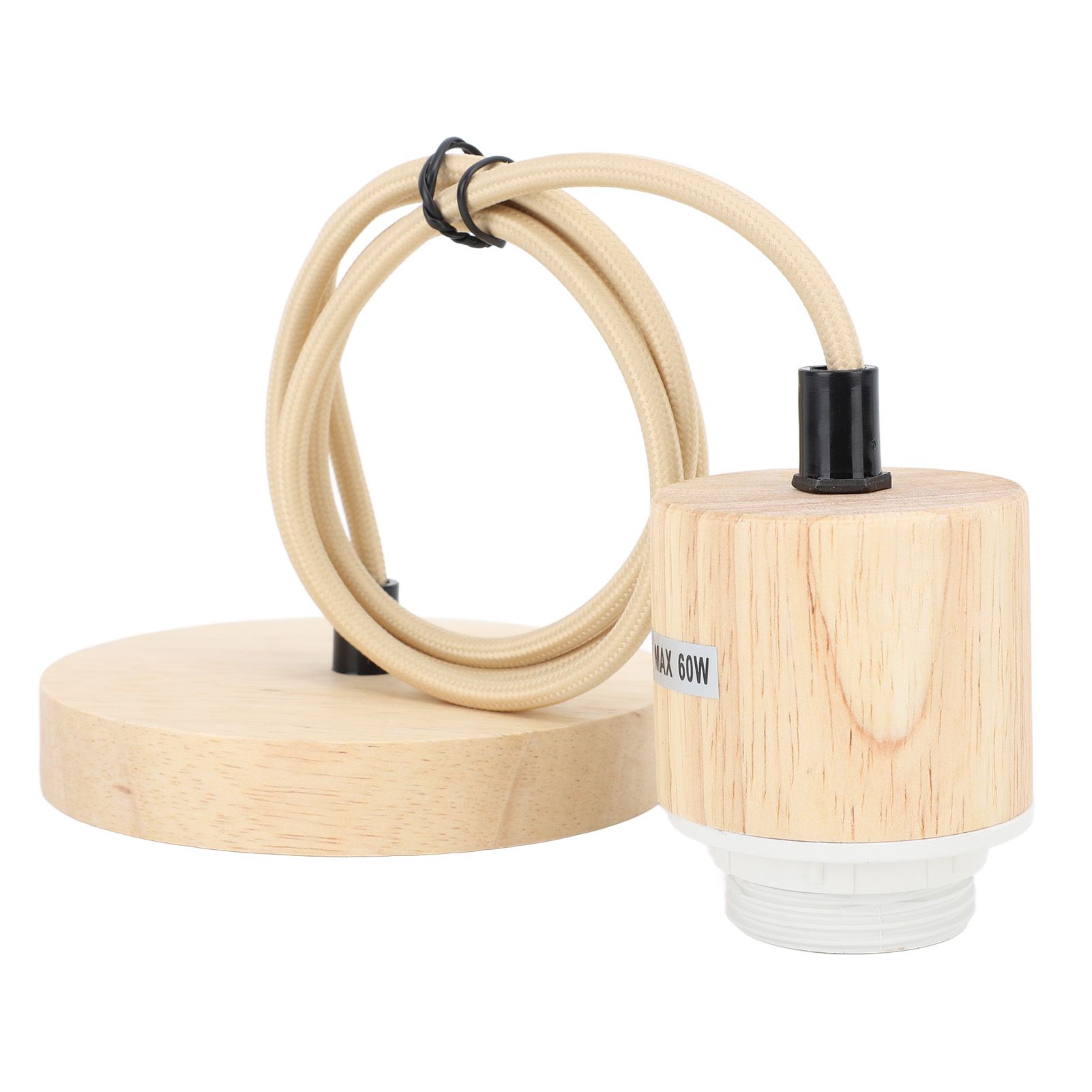E27 Wooden Pendant Light Bulb Holder Vintage Lighting Accessory Wooden Ceiling view 3