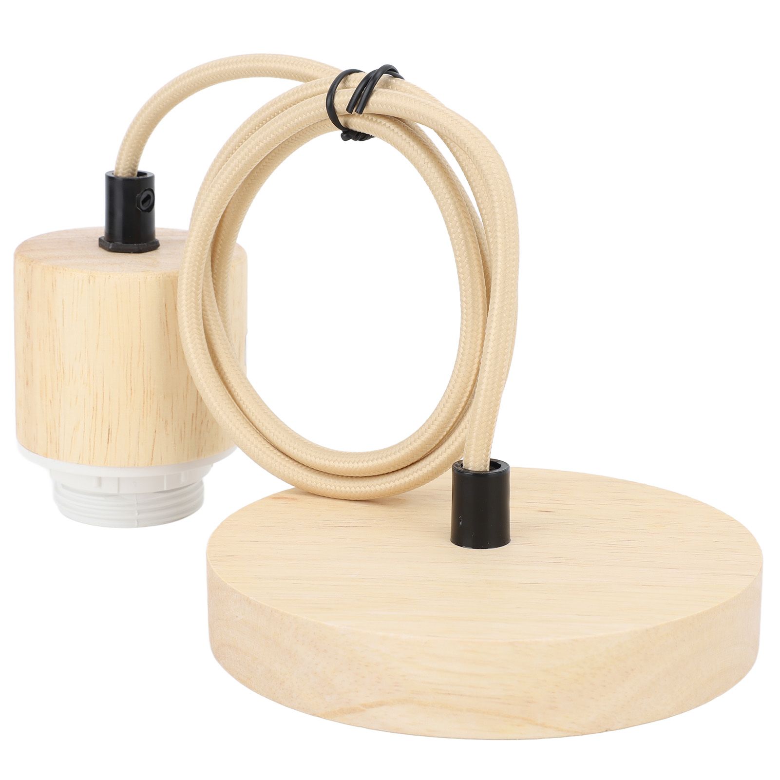 E27 Wooden Pendant Light Bulb Holder Vintage Lighting Accessory Wooden Ceiling view 4