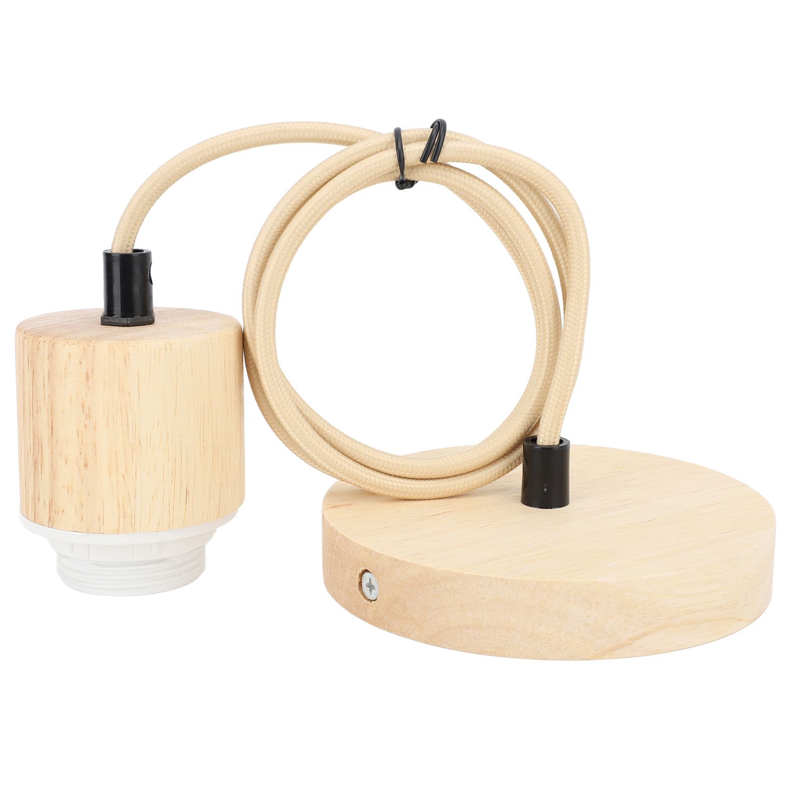 E27 Wooden Pendant Light Bulb Holder Vintage Lighting Accessory Wooden Ceiling view 5