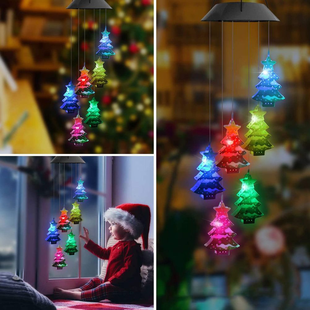 Christmas Solar Wind Chime Light Outdoor Solar Powered Waterproof LED Wind view 4