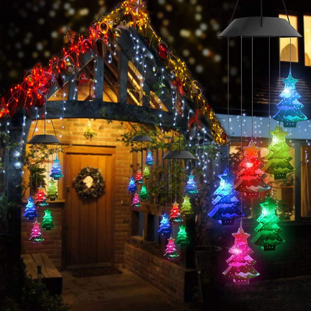 Christmas Solar Wind Chime Light Outdoor Solar Powered Waterproof LED Wind view 5