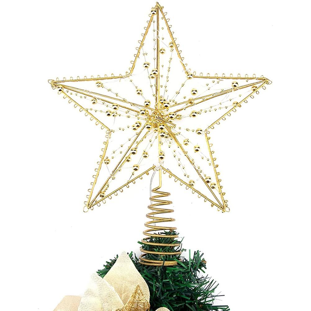 Christmas Tree Topper Star with LED String Light Glitter Christmas Tree Top — image 1