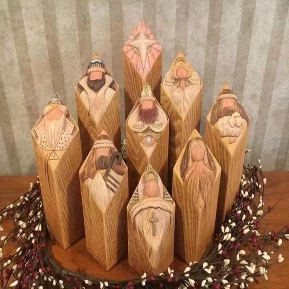Heaven Nativity Tree Pillar Statue Resin Craft Statues Desktop Ornament Home view 4