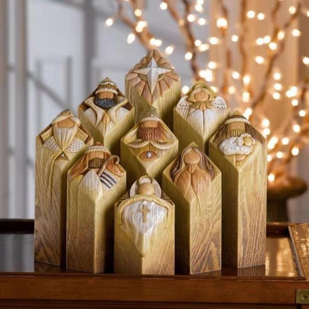 Heaven Nativity Tree Pillar Statue Resin Craft Statues Desktop Ornament Home view 5