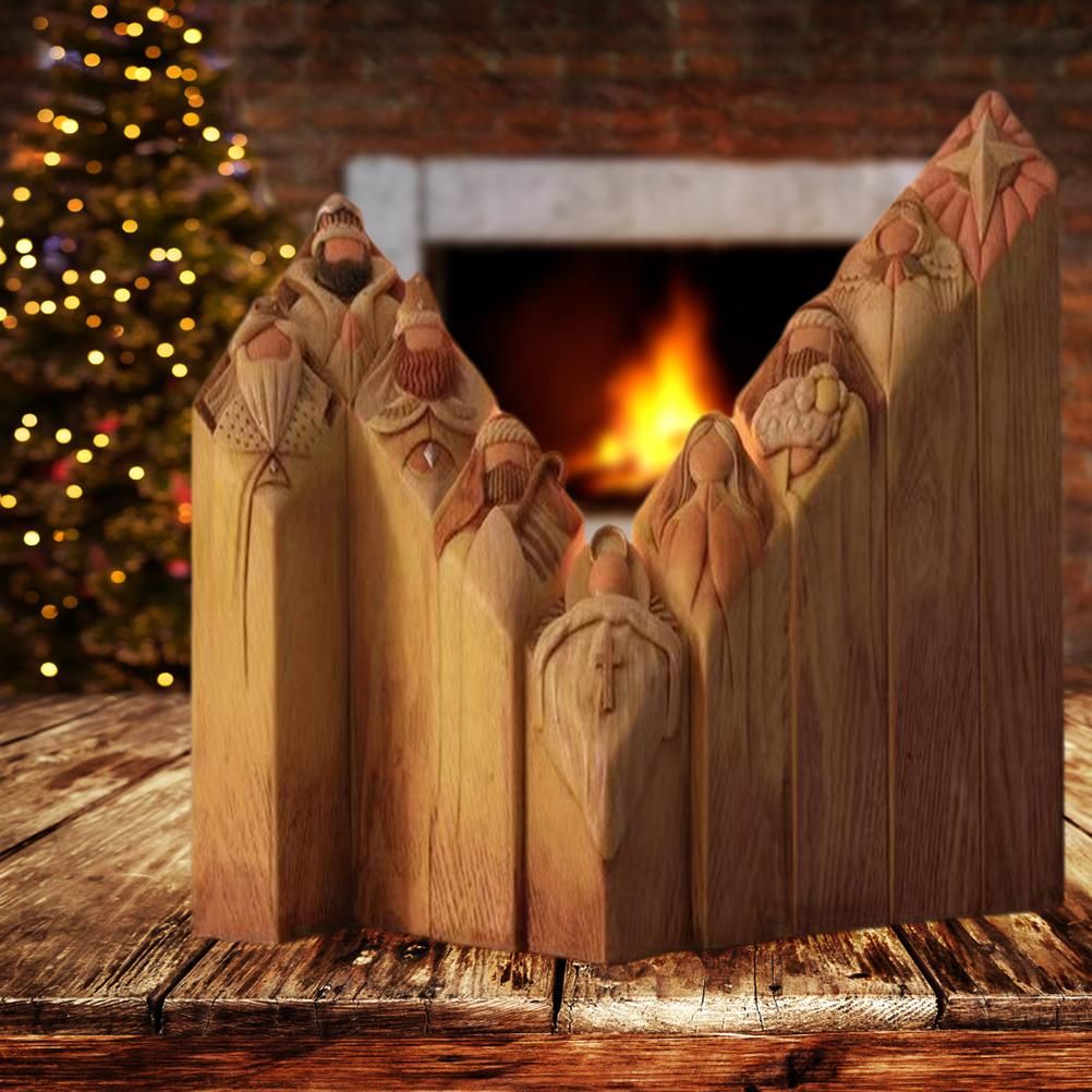 Heaven Nativity Tree Pillar Statue Resin Craft Statues Desktop Ornament Home view 7