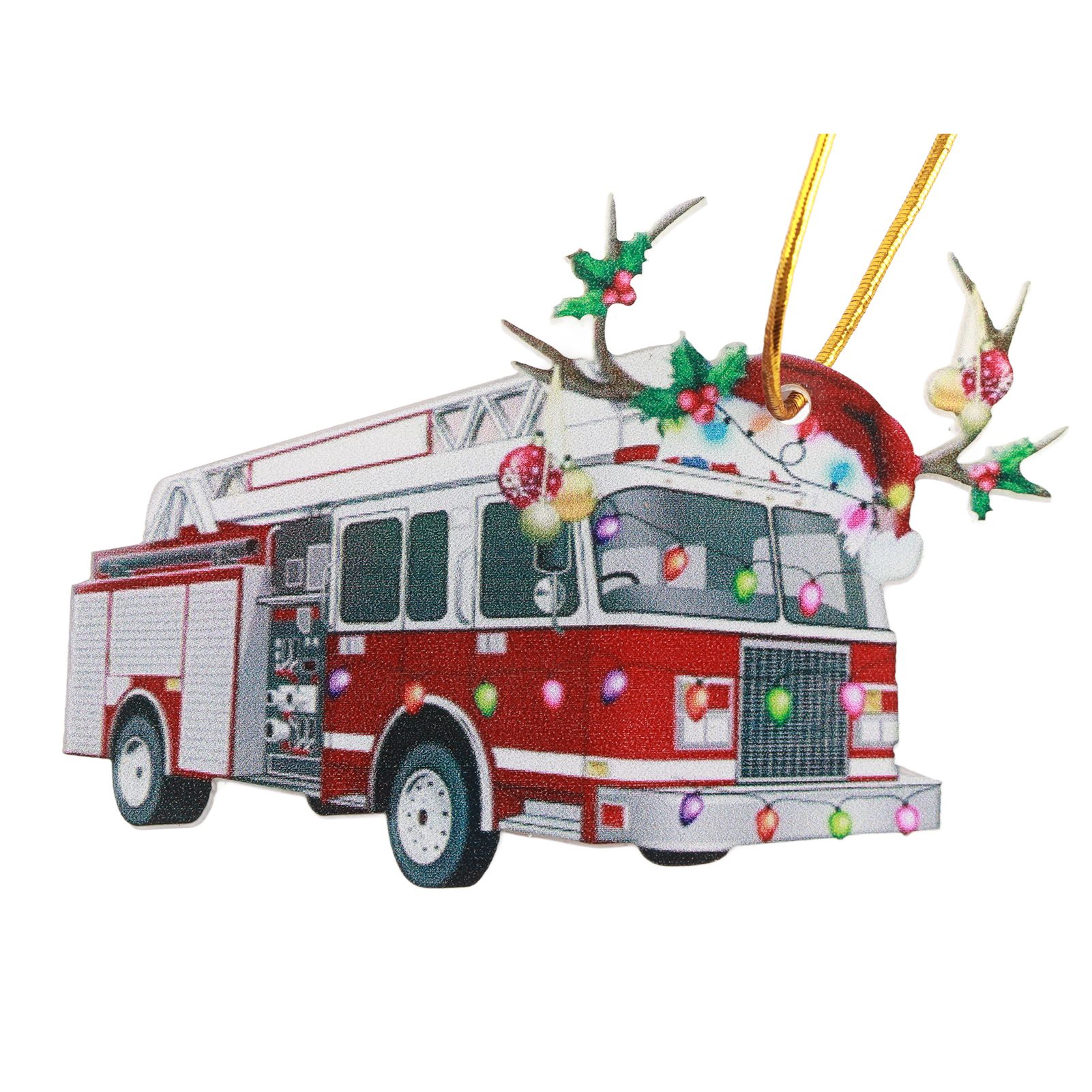 Christmas Tree Pendant Hanging Decoration Gift Personalized Fire Truck Vehicle — image 1