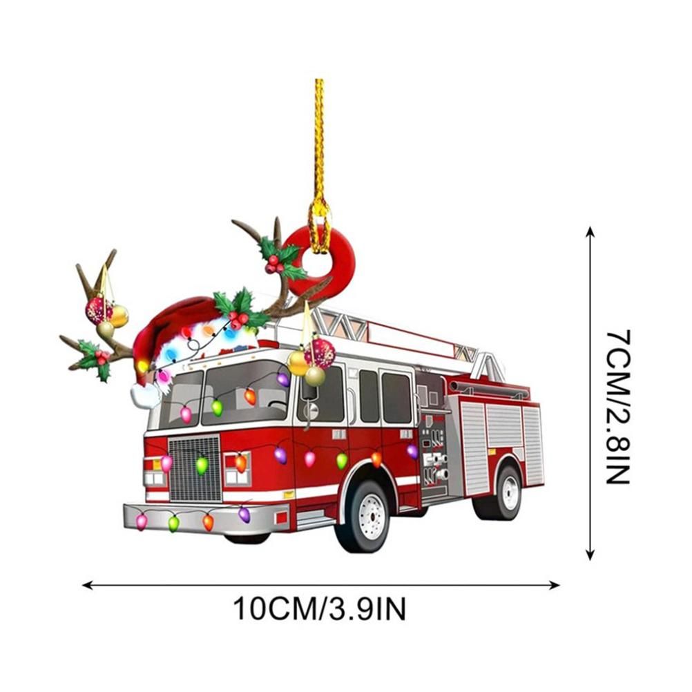 Christmas Tree Pendant Hanging Decoration Gift Personalized Fire Truck Vehicle view 2