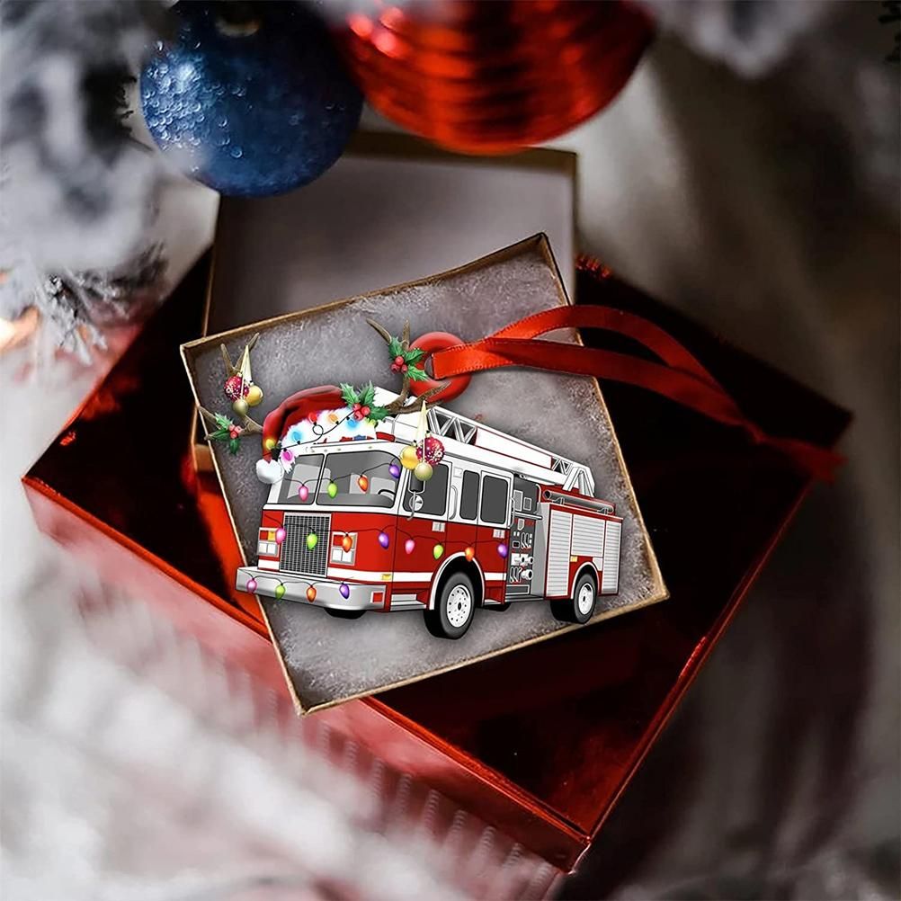 Christmas Tree Pendant Hanging Decoration Gift Personalized Fire Truck Vehicle view 4