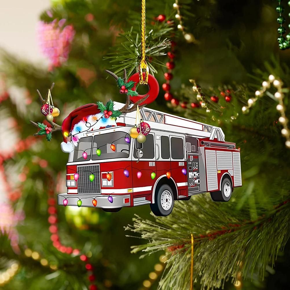 Christmas Tree Pendant Hanging Decoration Gift Personalized Fire Truck Vehicle view 5