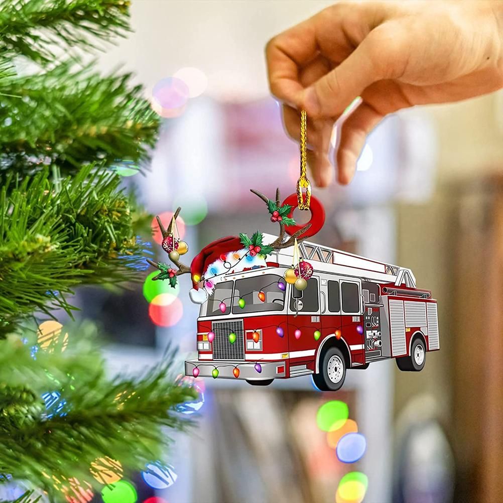 Christmas Tree Pendant Hanging Decoration Gift Personalized Fire Truck Vehicle view 6