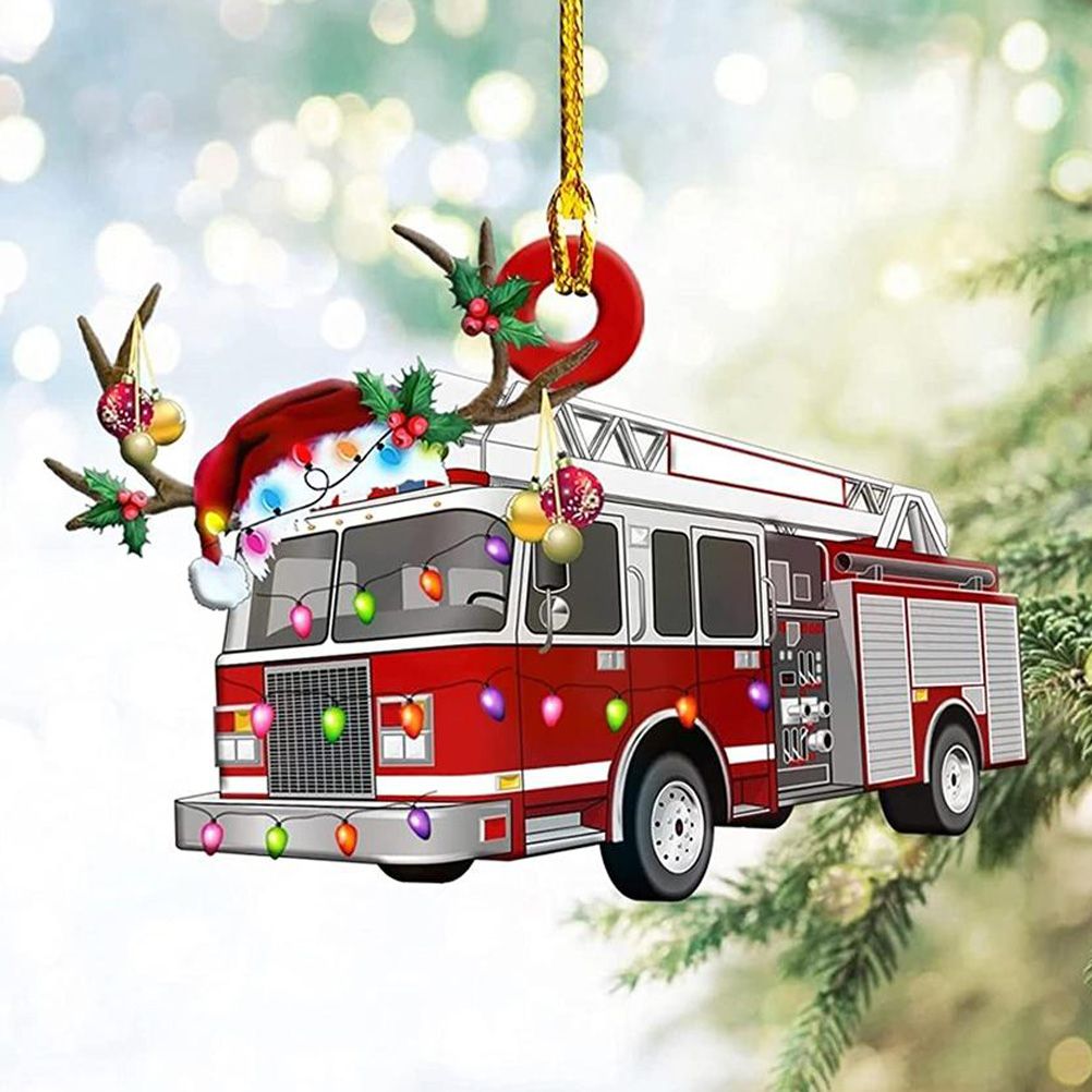 Christmas Tree Pendant Hanging Decoration Gift Personalized Fire Truck Vehicle view 7