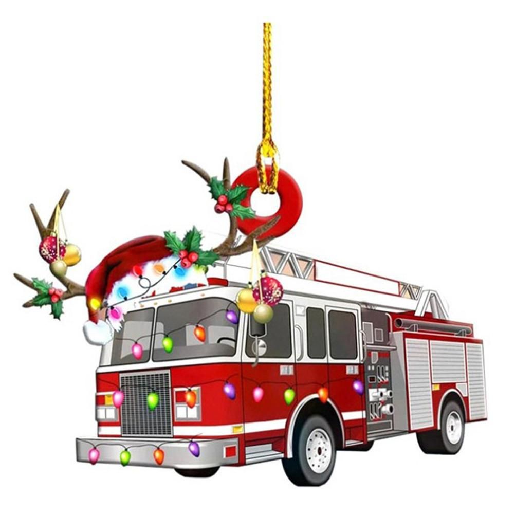 Christmas Tree Pendant Hanging Decoration Gift Personalized Fire Truck Vehicle view 8