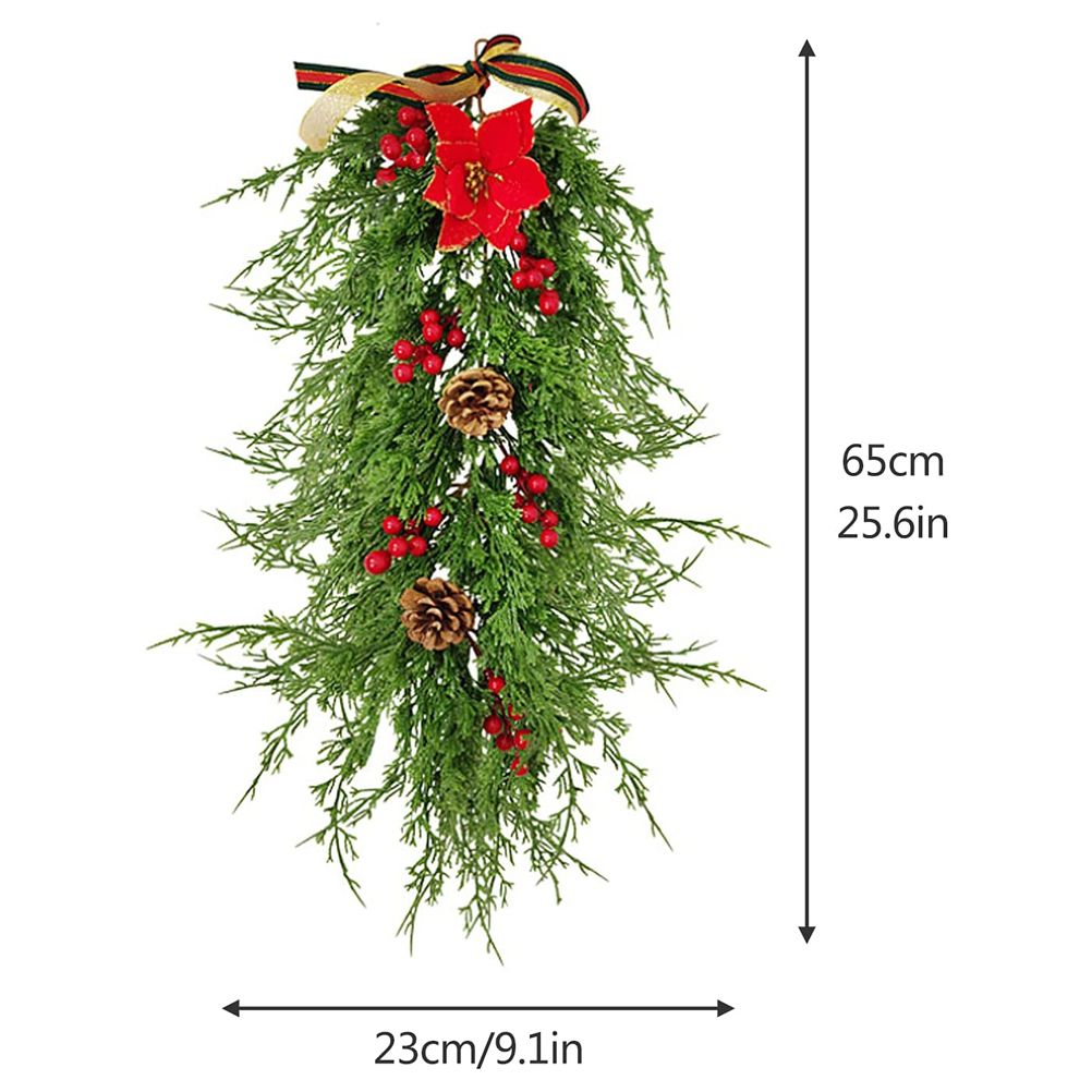 Christmas Pine Branch Garland Winter Red Berries Mixed Pine Cones Christmas view 2