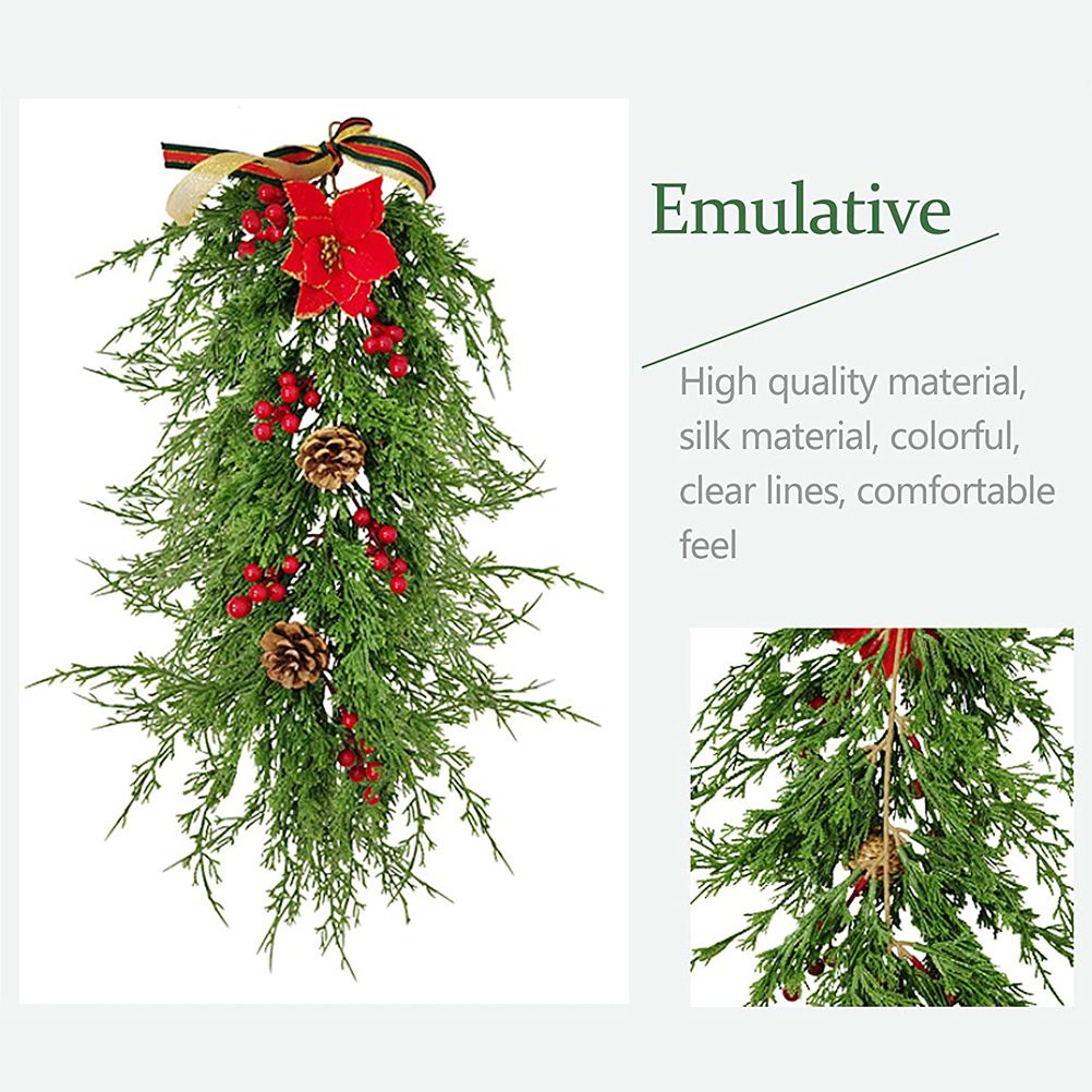 Christmas Pine Branch Garland Winter Red Berries Mixed Pine Cones Christmas view 3