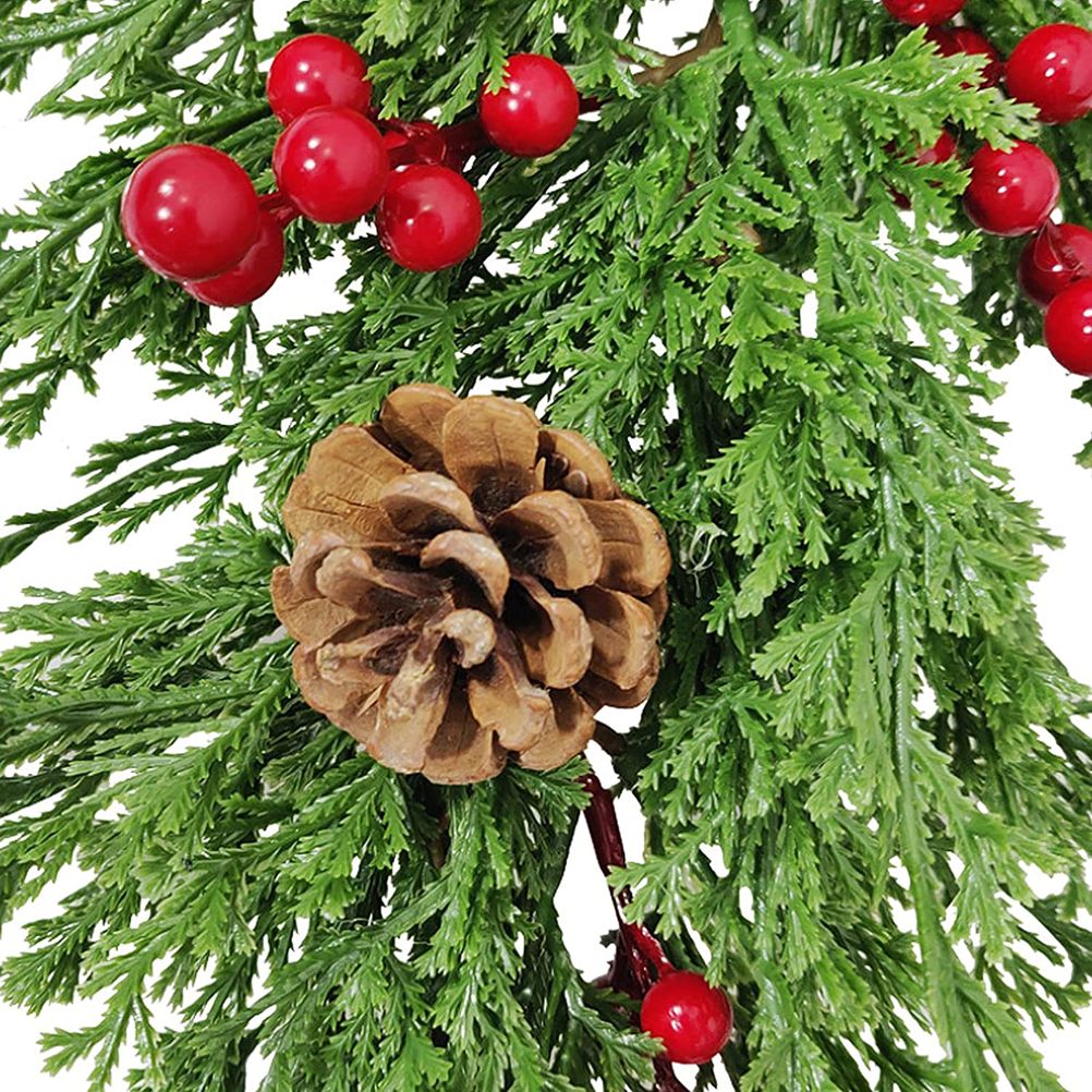 Christmas Pine Branch Garland Winter Red Berries Mixed Pine Cones Christmas view 5