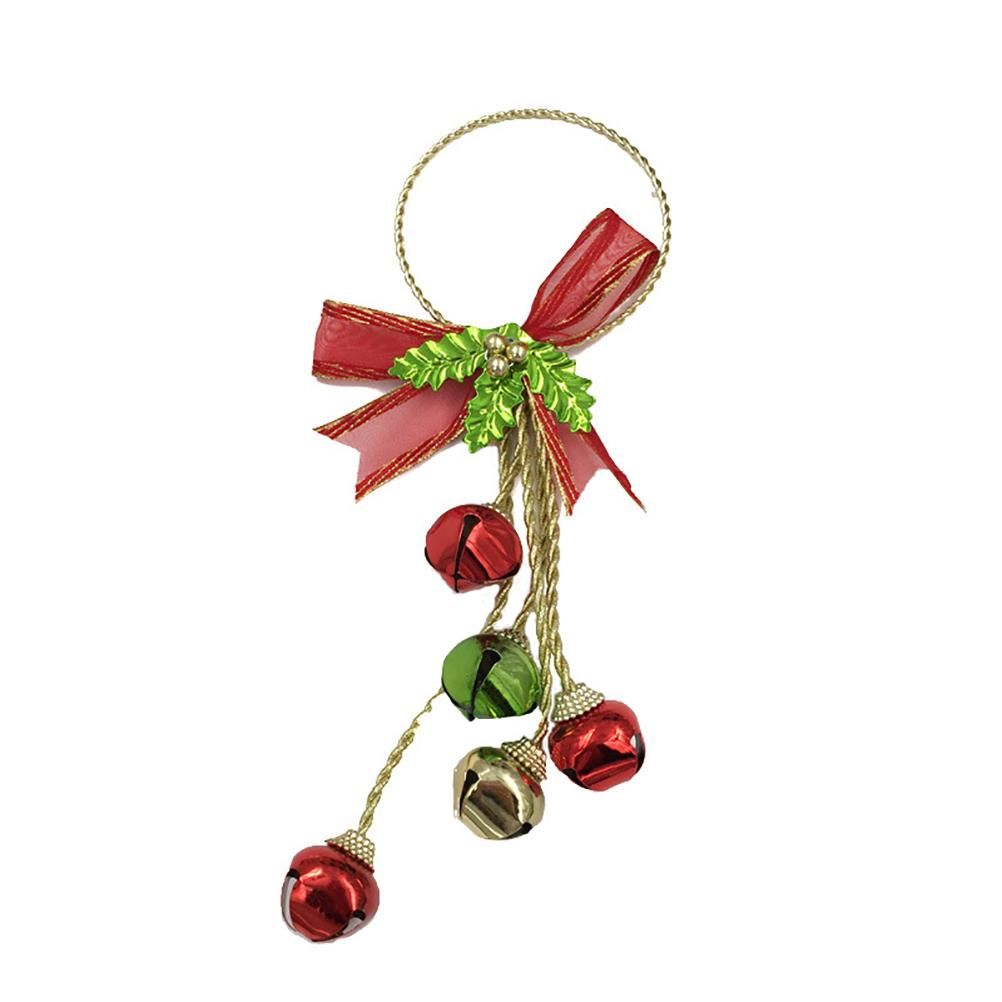 Christmas Ornaments with Bow Christmas Metal Bell Hanging Pendant Xmas Tree — image 1