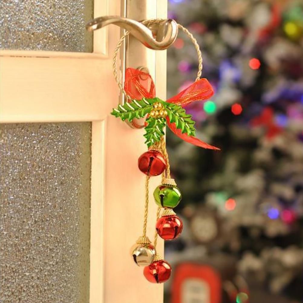 Christmas Ornaments with Bow Christmas Metal Bell Hanging Pendant Xmas Tree view 3