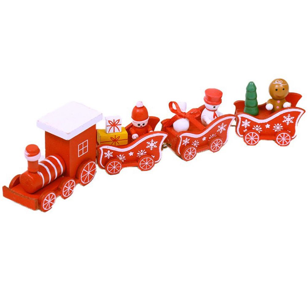 Christmas Wooden Four Section Small Train Christmas Tree Decoration The — image 1